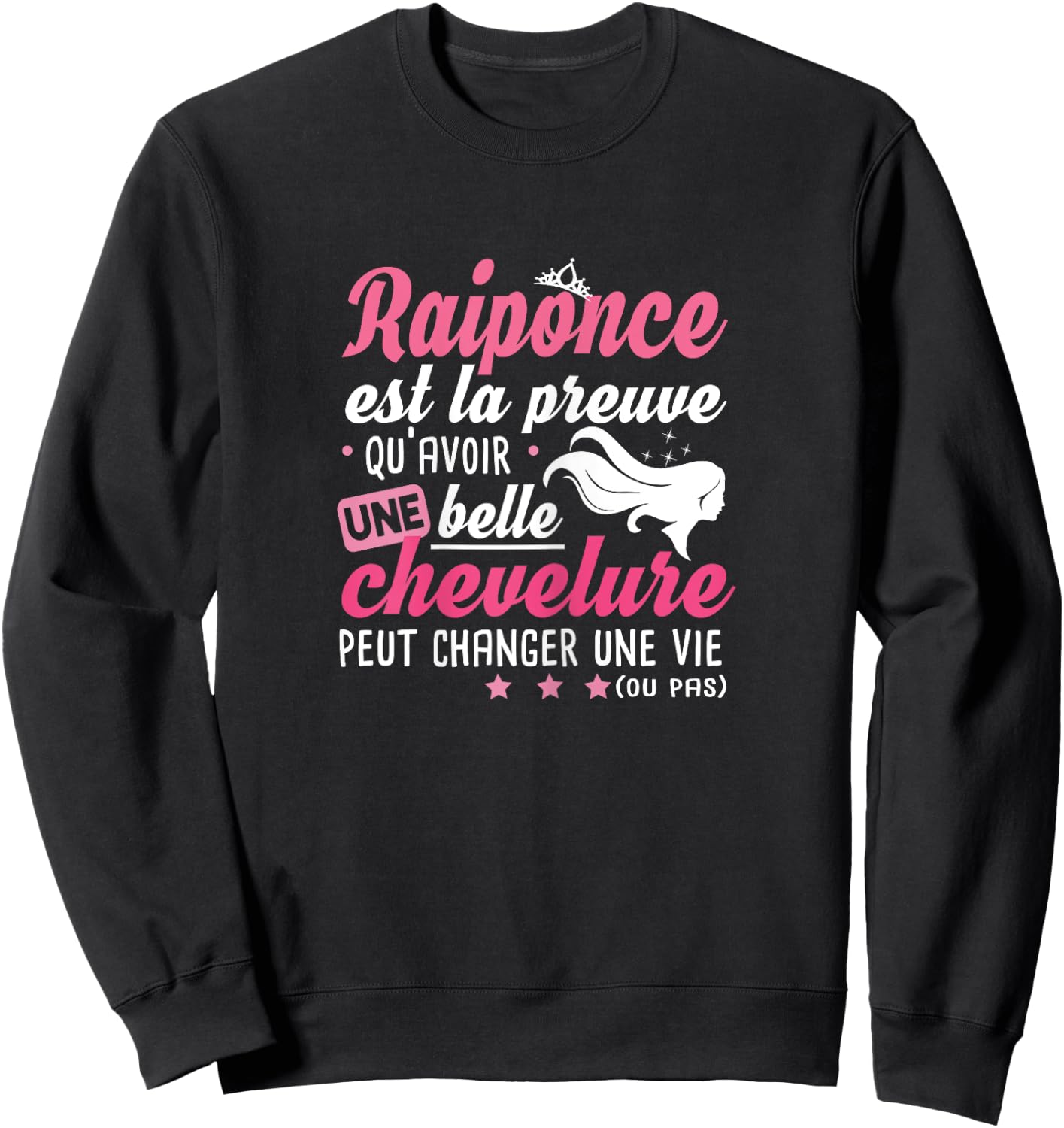 Rapunzel Hair Gift Dressing Table Hairstyle Humour Woman , Black Sweatshirt - Sweatshirt | Black
