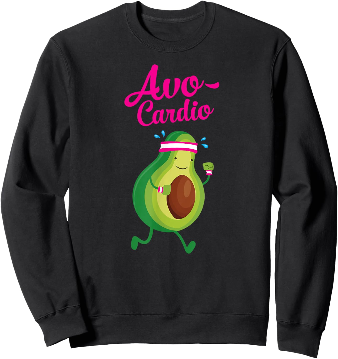 Avocardio Avocado Cardio Running Gym Pun Slogan Sweatshirt - Sweatshirt | Black