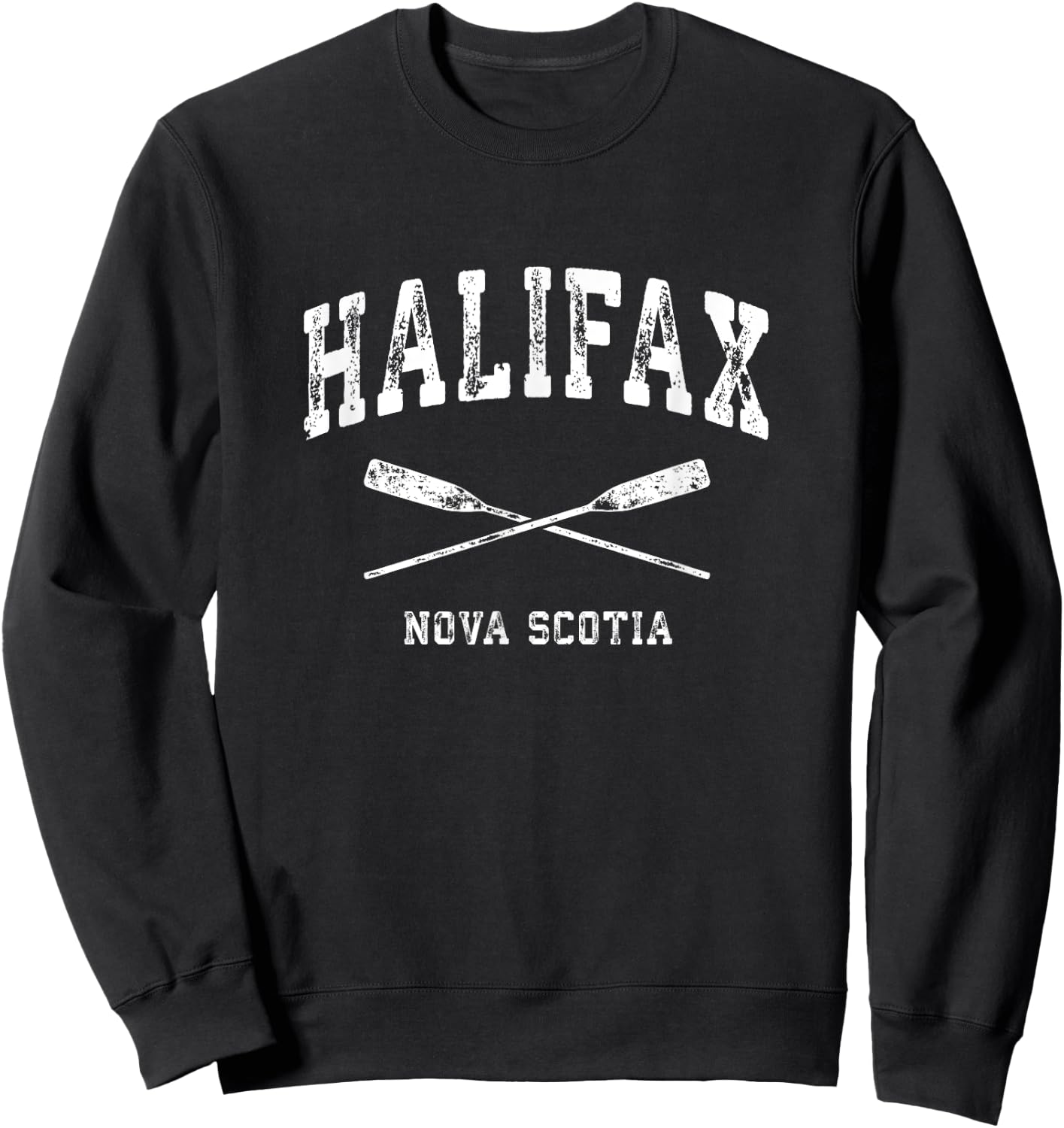 Halifax Nova Scotia Vintage Nautical Crossed Oars Sweatshirt - Sweatshirt | Black