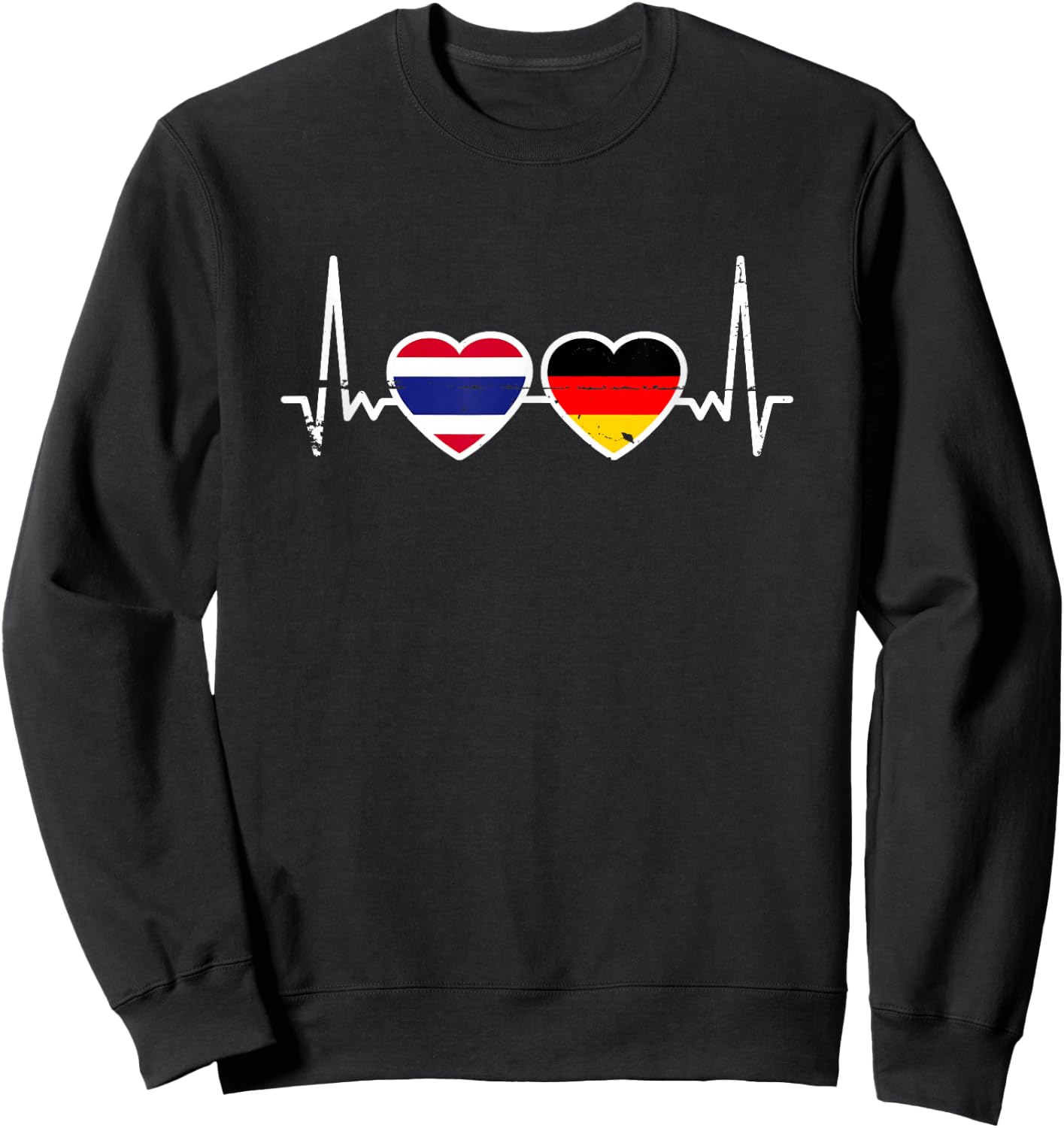 Thailand Deutschland Herzschlag Flagge Deutsch Thailänder Sweatshirt - Sweatshirt | Black