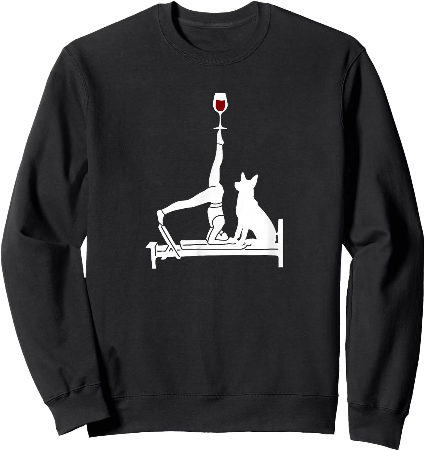 Reformer Pilates wine German Shepherd dog Sweatshirt - Sweatshirt | Black