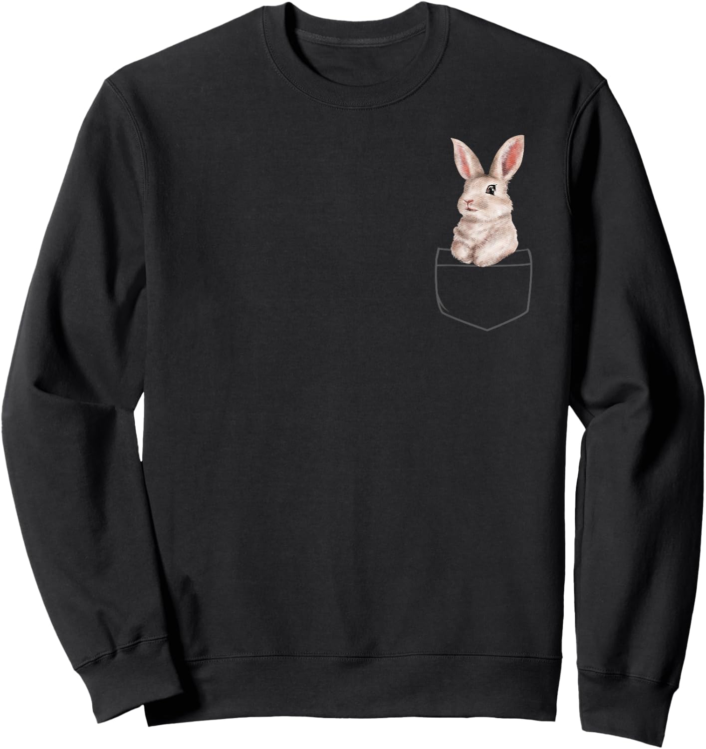 Bunny in a Pocket Watercolor Easter Bunny Sweatshirt - Sweatshirt | Black