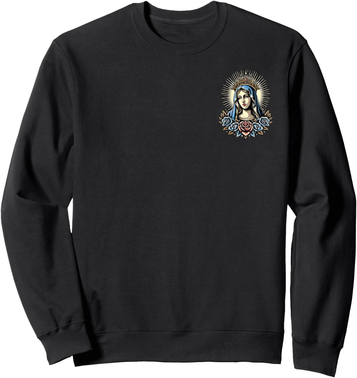 Virgin Mary Religious Art Spiritual Devotion Sweatshirt - Sweatshirt | Black