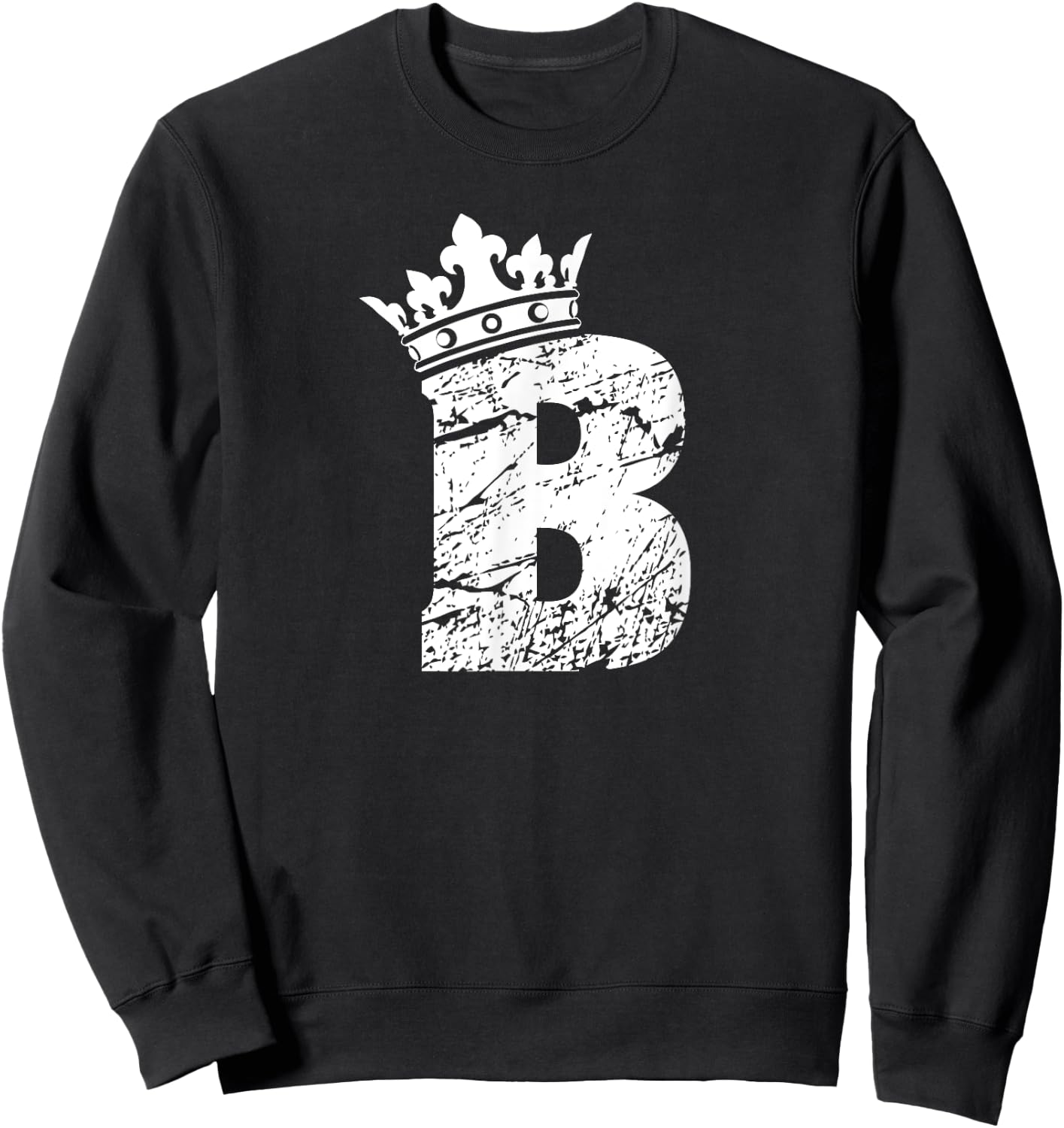 Alphabet T Shirt- Initial Letter B And King Queen Crown Sweatshirt - Sweatshirt | Black