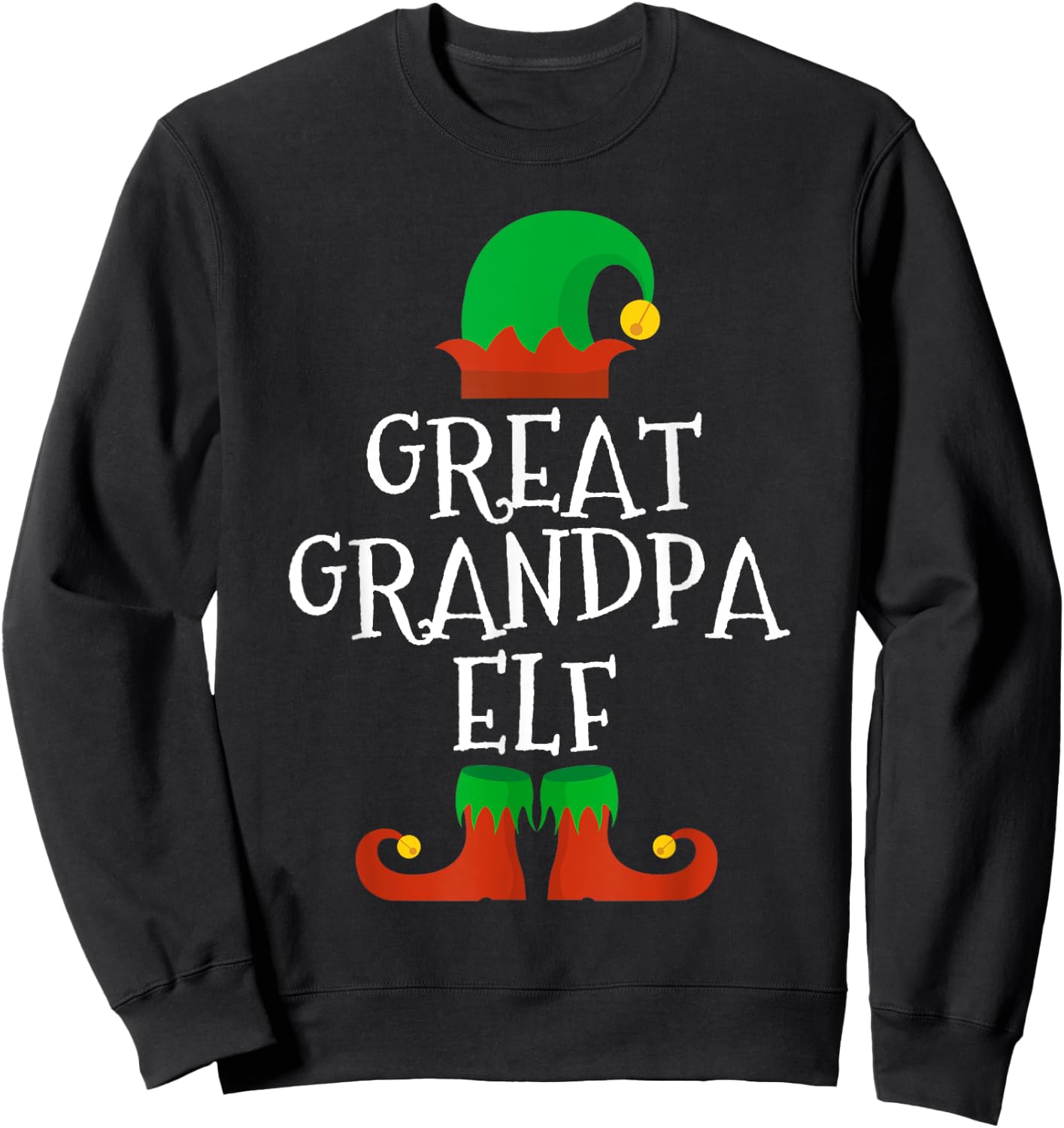 Family I'm The Great Grandpa Elf Christmas Matching Pajama Sweatshirt - Sweatshirt | Black