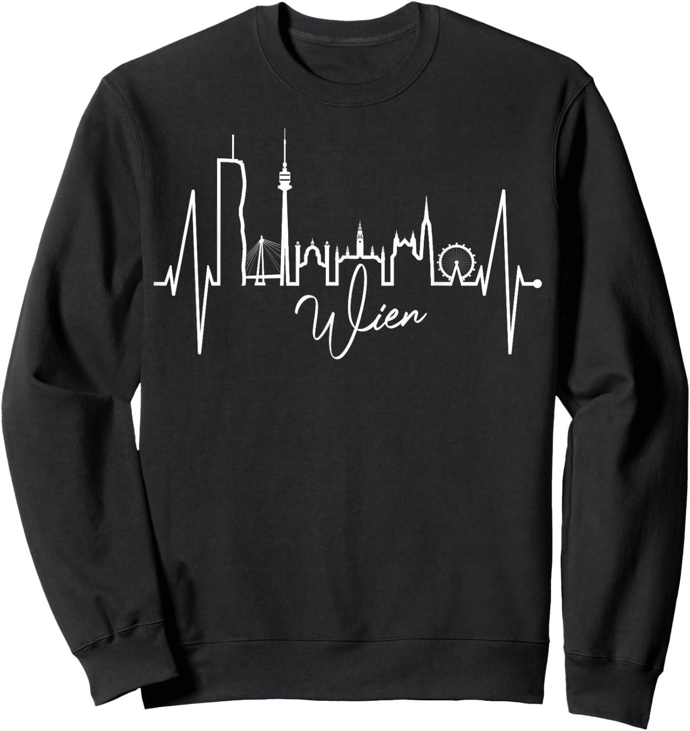 Wien Skyline Herzschlag Österreich Liebe Herz I Love Vienna Sweatshirt - Sweatshirt | Black