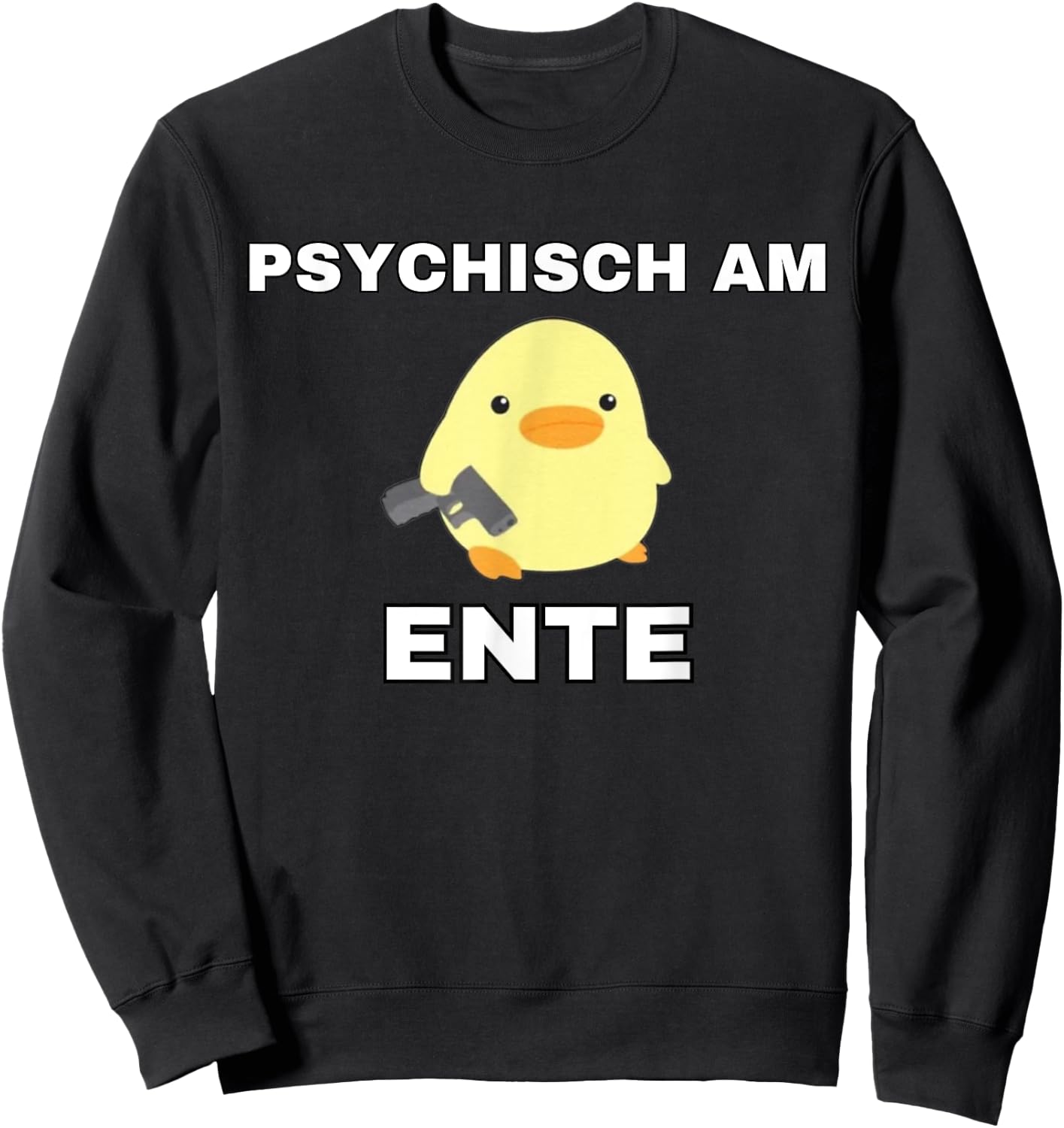 Lustige Geschenke versaute Geschenke - Psychisch am Ente - Funny Black Adult Cartoon Duck with V-Neck Small EU Sweatshirt - Sweatshirt | Black