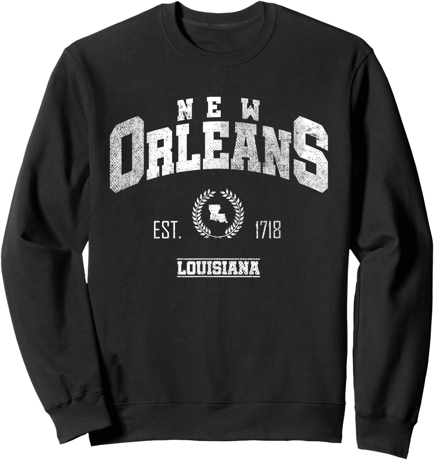 New Orleans LA | Louisiana | Vintage Throwback Sweatshirt - Sweatshirt | Black
