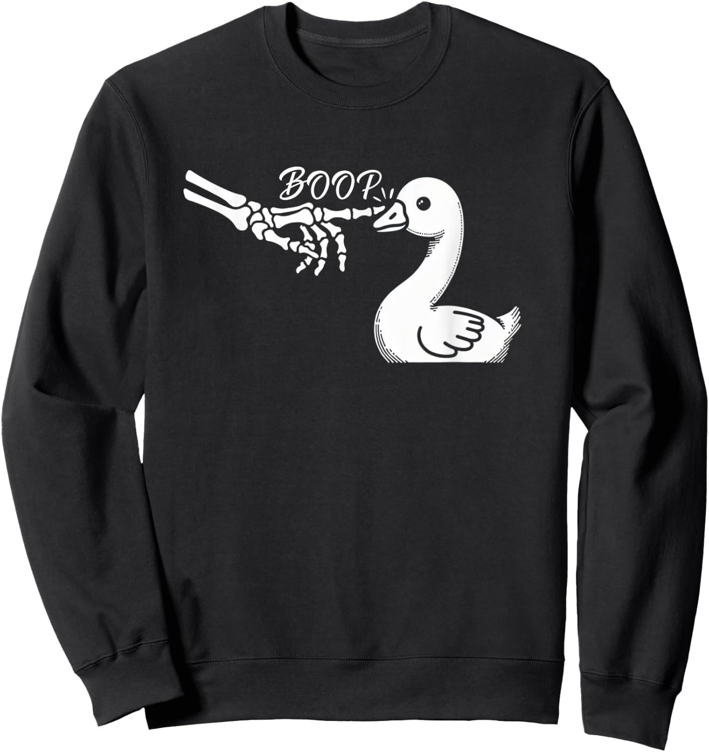 Goose Duck Skeleton Hand Boop Halloween Pet Women Girls Kids Sweatshirt - Sweatshirt | Black