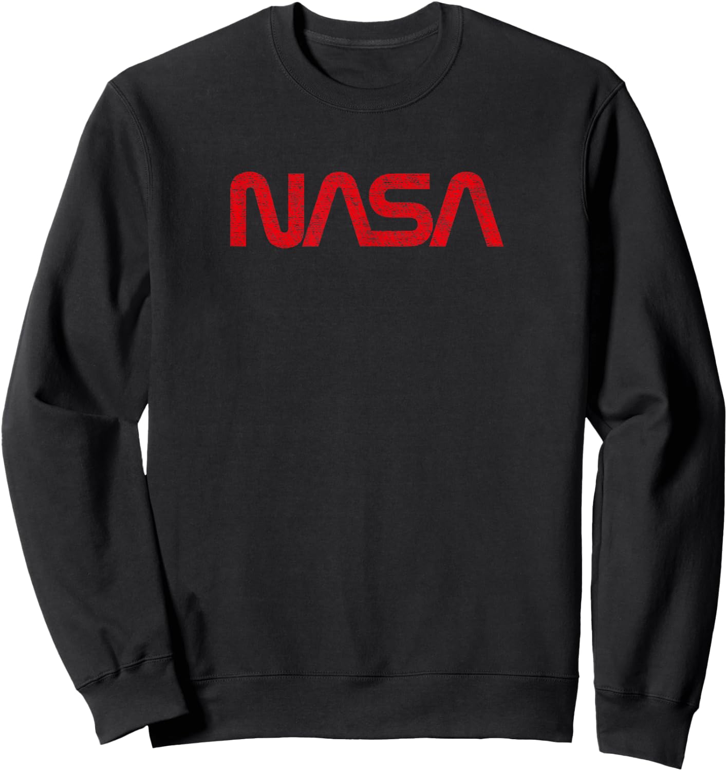 NASA Space Shirt - Distressed Red Worm Logo Design Sweatshirt - Sweatshirt | Black