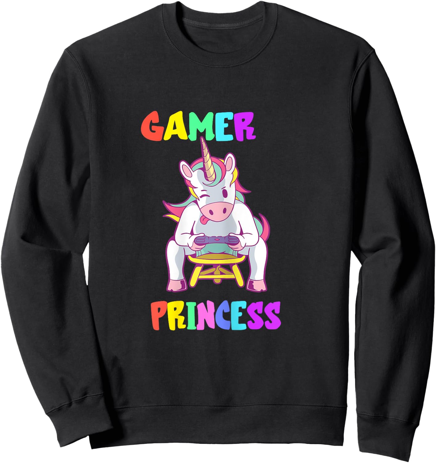 Gamer Princess Gaming Princess Gaming Unicorn Console Player Sweatshirt - Sweatshirt | Black