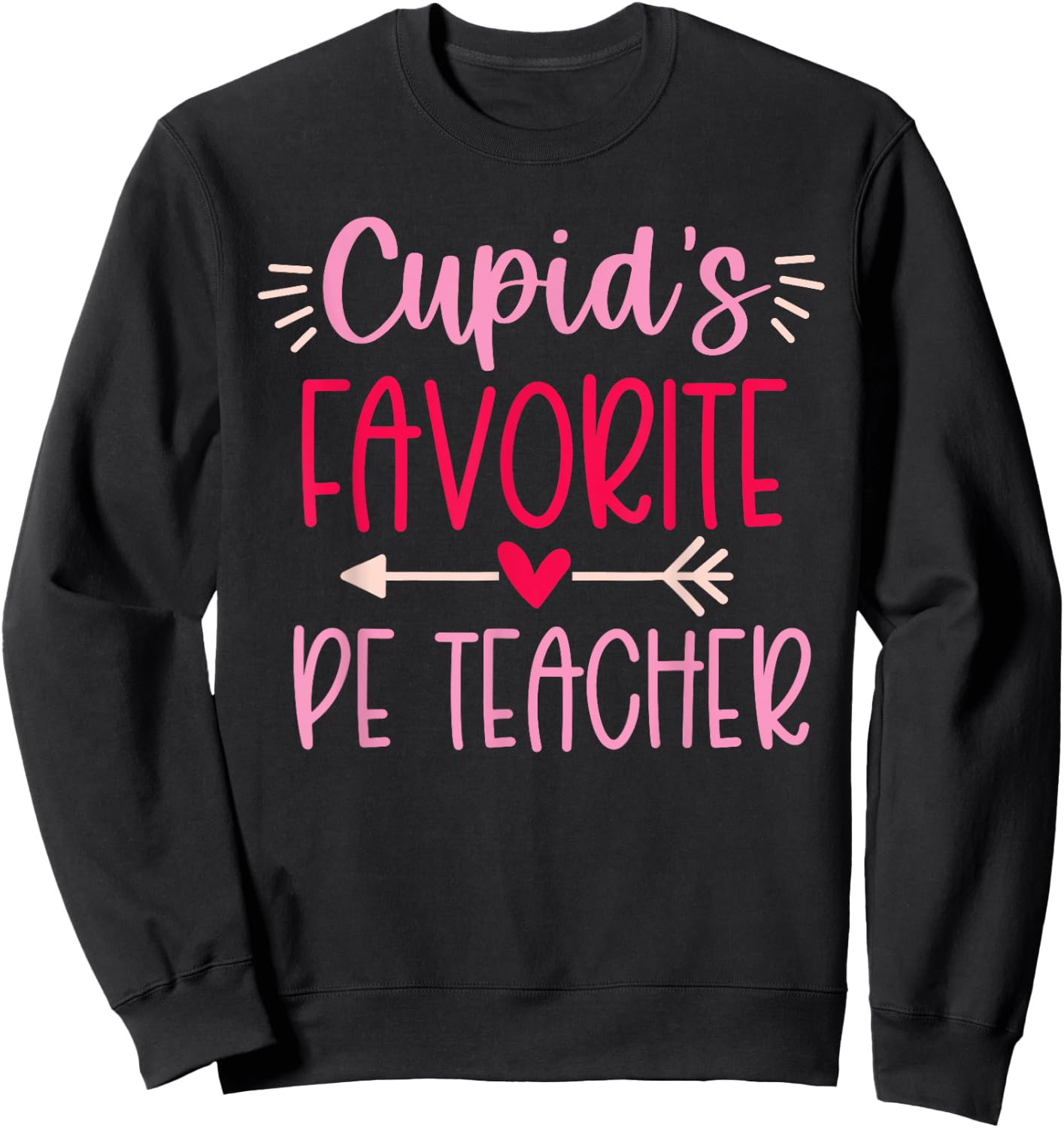 Cute Cupid's Favorite PE Teacher Valentine's Day Design Sweatshirt - Sweatshirt | Black