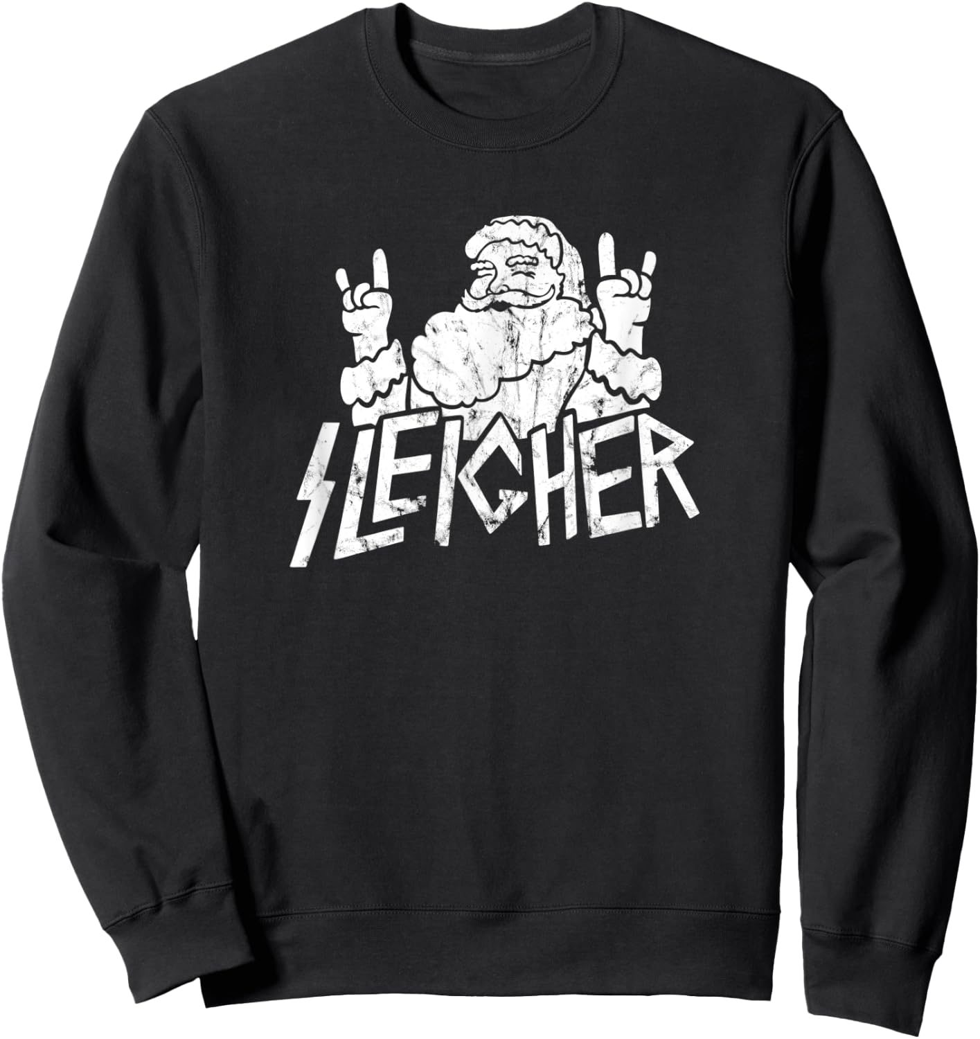 Santa Sleigher Funny Christmas for Metalheads Vintage Sweatshirt - Sweatshirt | Black