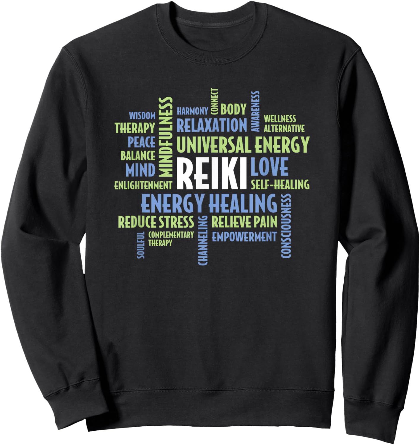 Reiki Word Cloud - Reiki Quotes for Reiki Practitioners Sweatshirt - Sweatshirt | Black