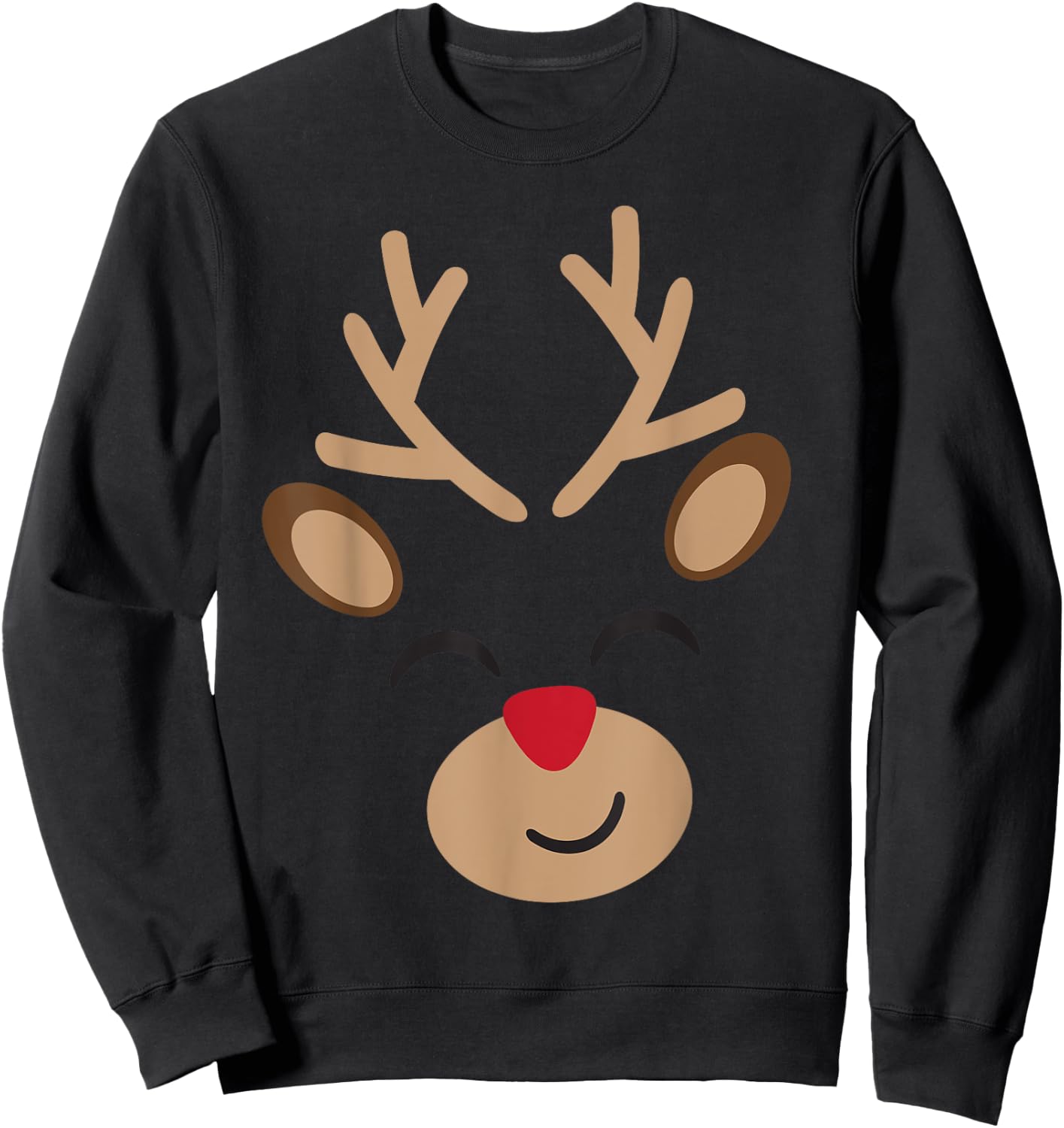 Adorable Reindeer Holiday Graphic - Festive Christmas Design Sweatshirt - Sweatshirt | Black