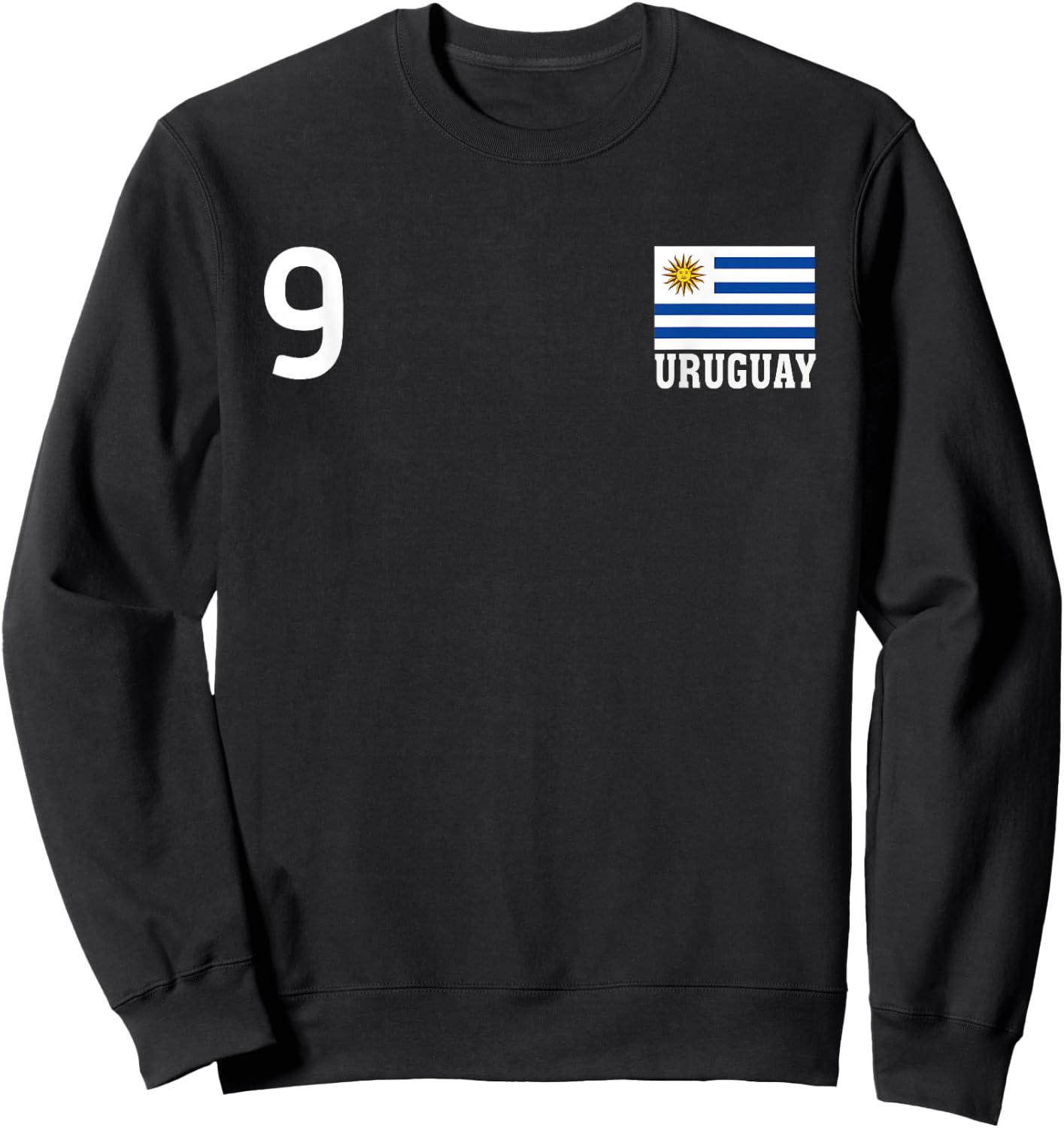 Uruguay Number 9 National Flag Country Heritage Sweatshirt - Sweatshirt | Black