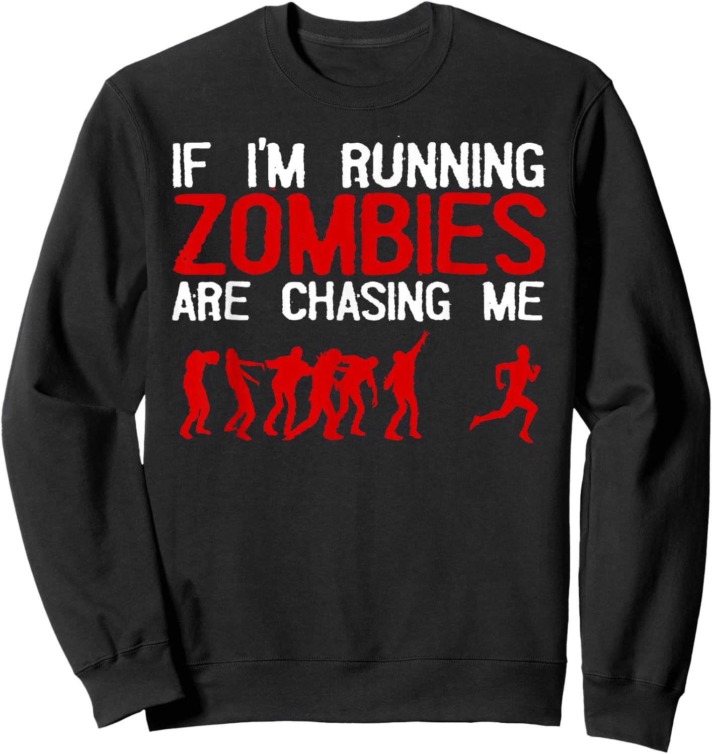 Zombie Running Design Women Halloween Funny Running Sweatshirt - Sweatshirt | Black