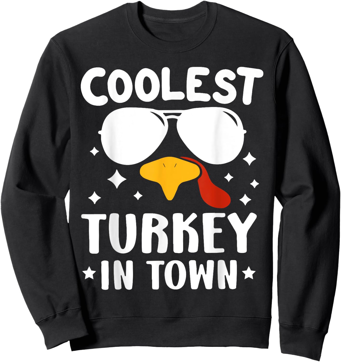 Funny Coolest Turkey In Town Shirt - Adults Thanksgiving - Black - Small - Short Sleeve - - Solid - Retro - Fall Sweatshirt - Sweatshirt | Black