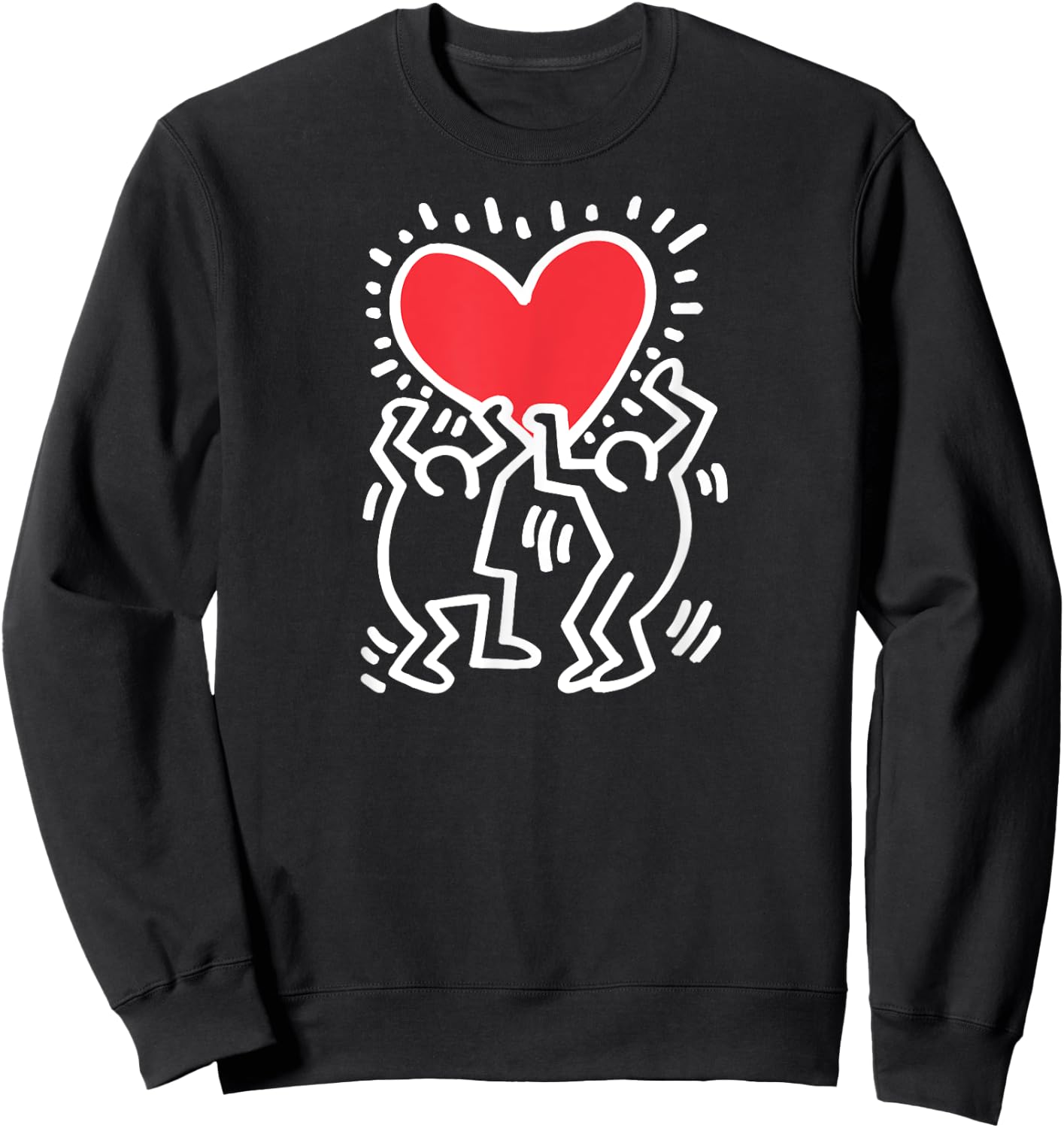 Keith Haring Dancing Heart Artwork , black Sweatshirt - Sweatshirt | Black