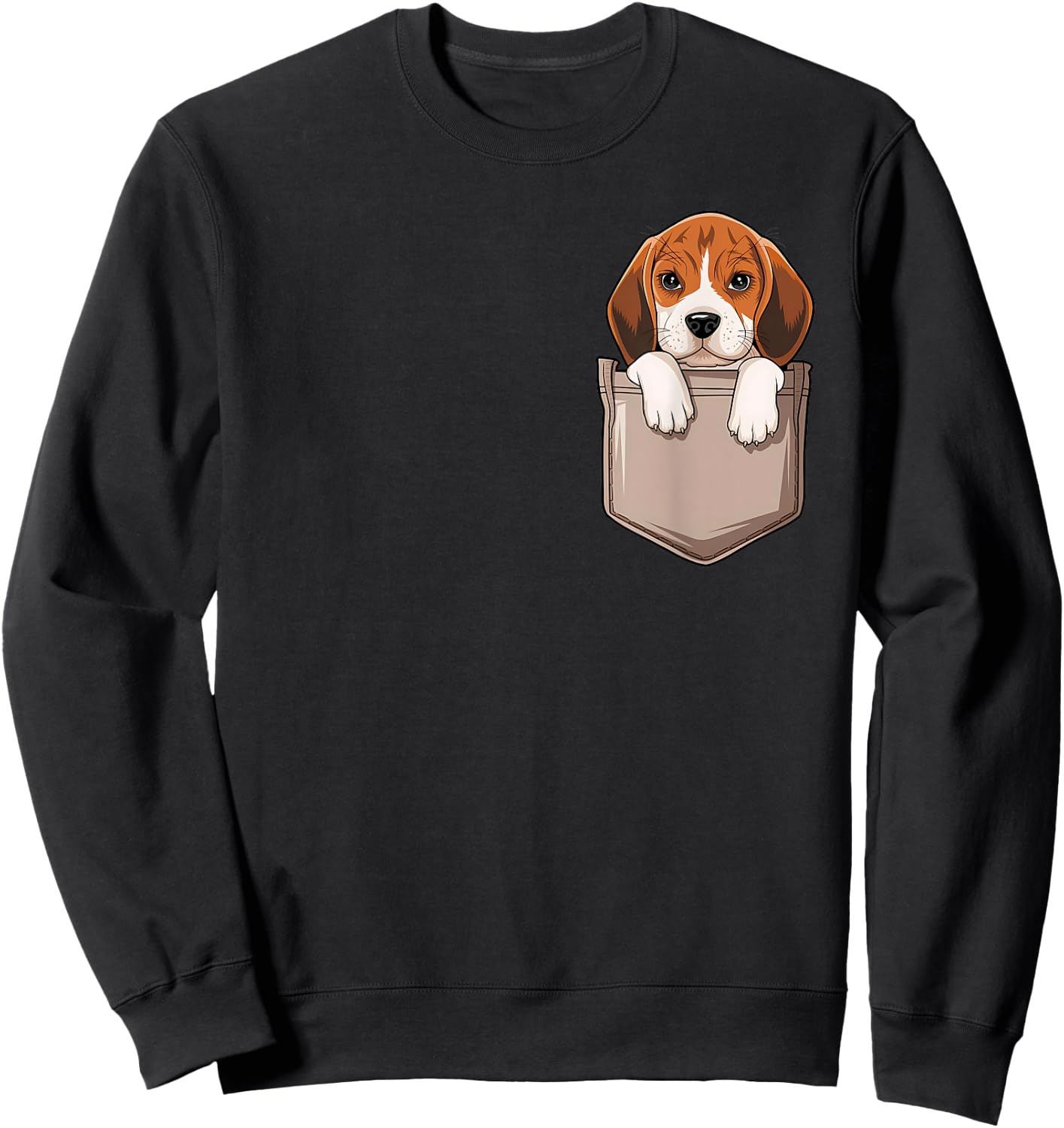 Beagle Dog In The Pocket Cute Pocket Beagle Face Pet Lover Women Kids Sweatshirt - Sweatshirt | Black