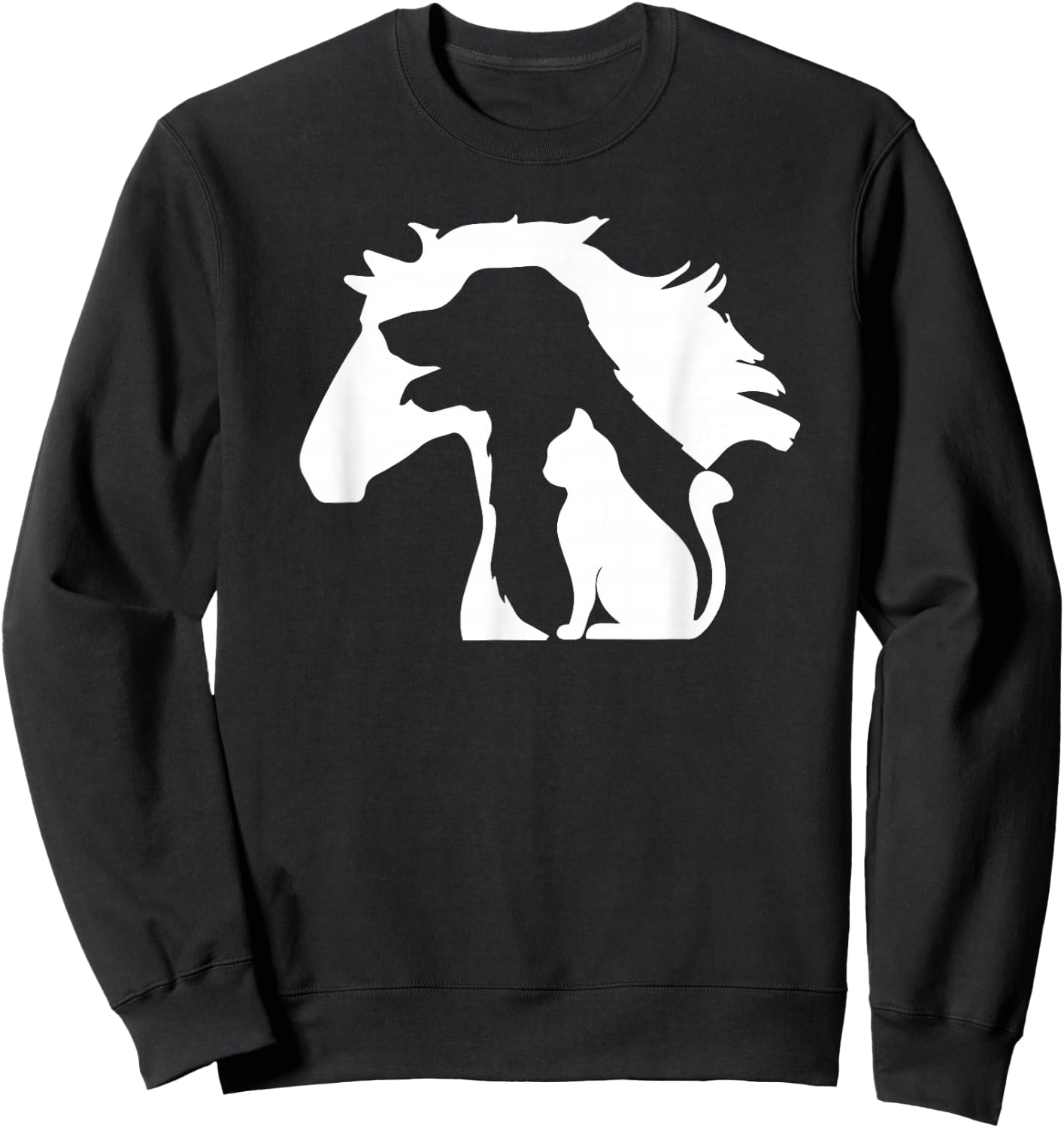 Pferd Hund & Katze, minimalistische Kunst, abstrakte Silhouette Overlay Sweatshirt - Sweatshirt | Black