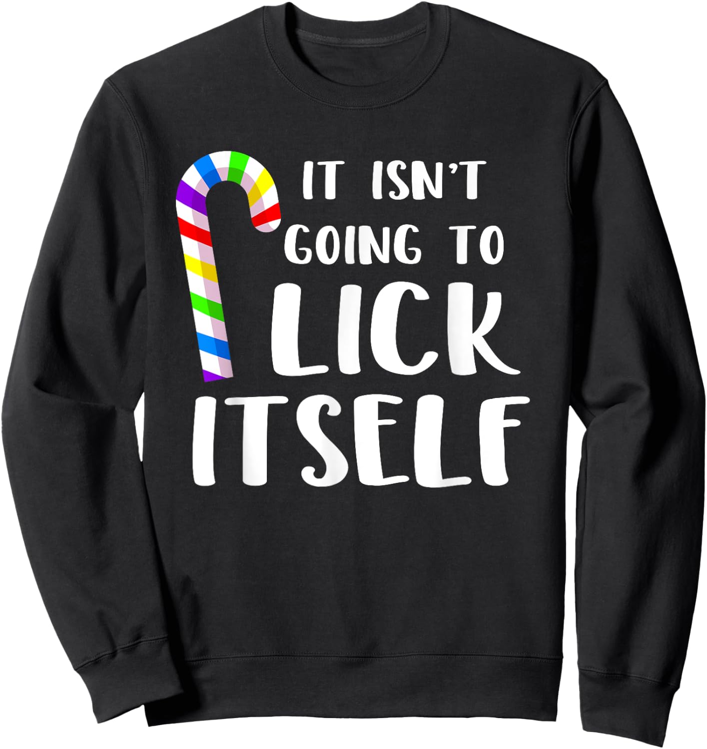 Funny Gay Pride Candy Cane Christmas Pajama Sweatshirt - Sweatshirt | Black
