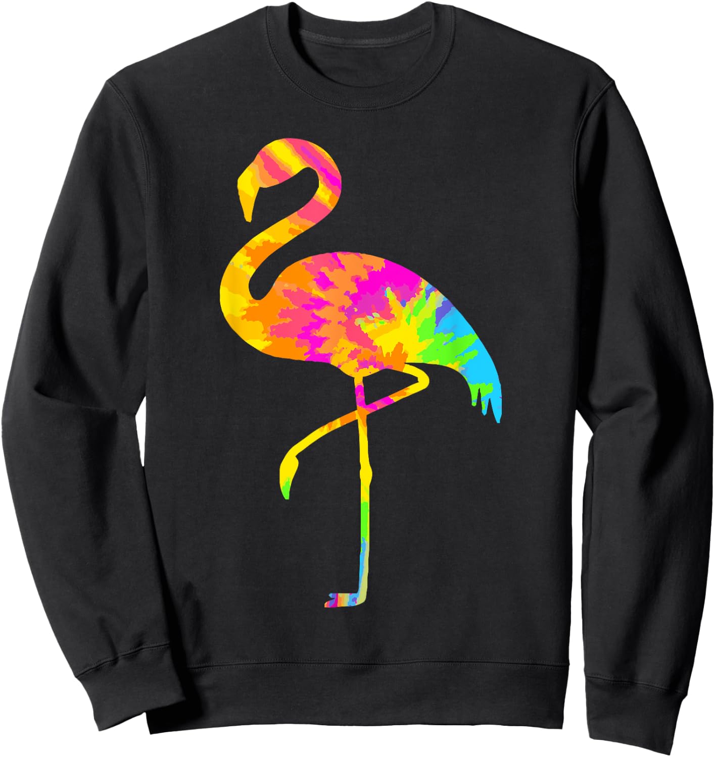 Flamingo Tie Dye Vintage Hippie Flamingo Lover Sweatshirt - Sweatshirt | Black