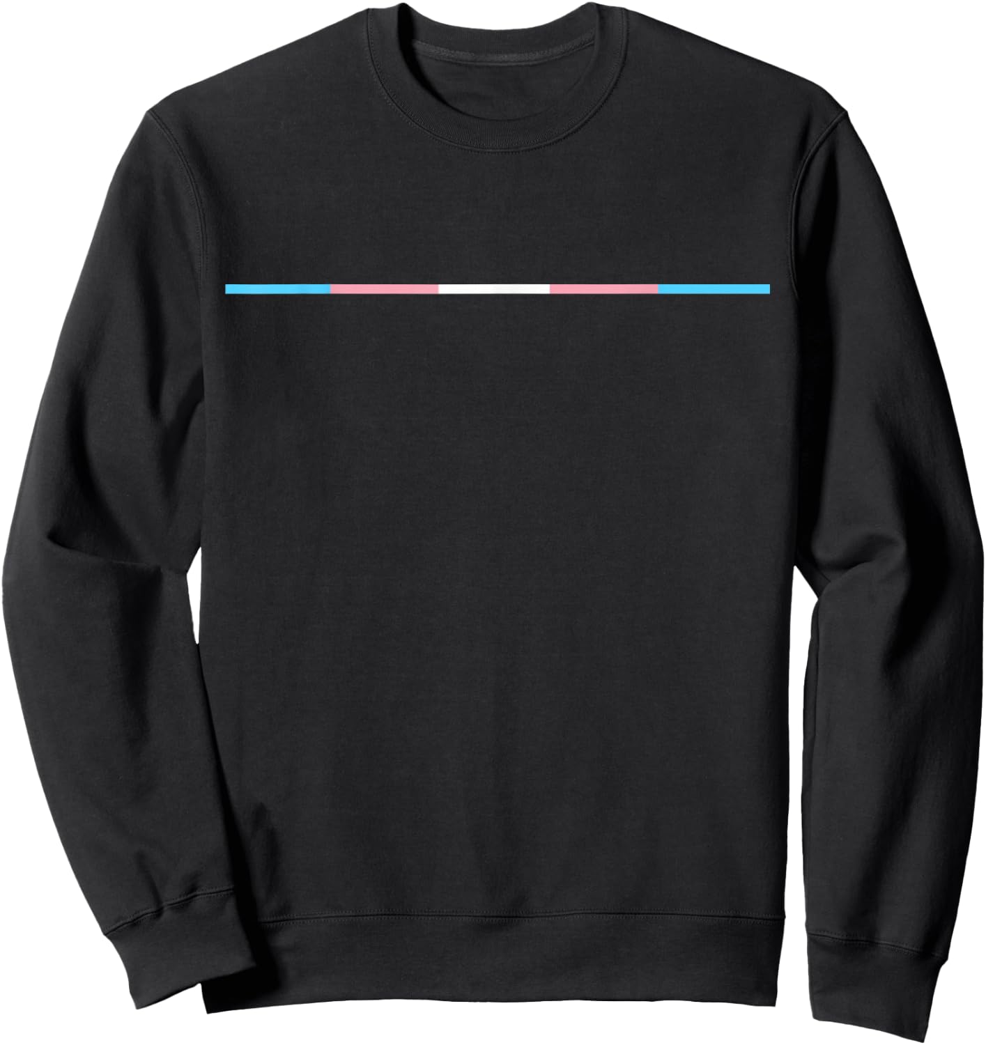 Subtle Horizontal Trans Flag Stripe Clean and Minimal Sweatshirt - Sweatshirt | Black
