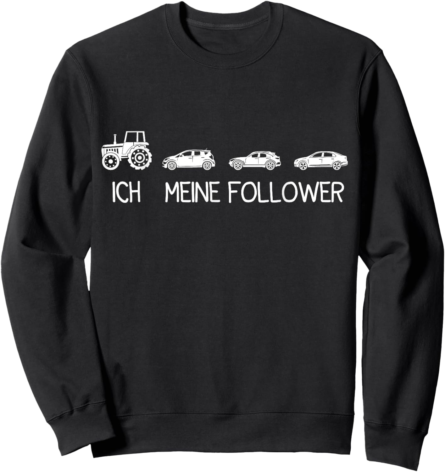 Lustige Sprüche Geschenke Trecker Landwirt - Ich meine Follower Traktor Schwarz Erwachsene Klein Crew Kurzarm Sweatshirt - Sweatshirt | Black