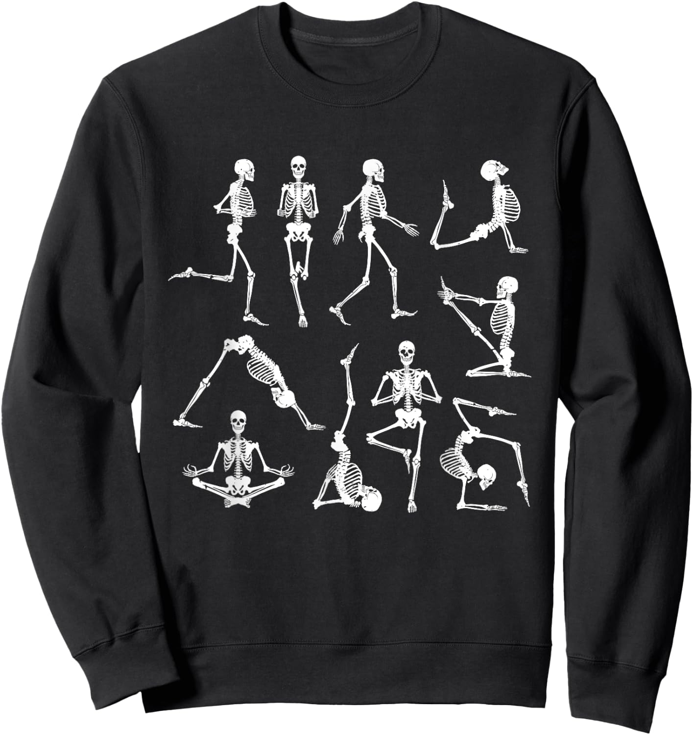 Skeleton Yoga Poses Funny Halloween Flexible Bone Yogi Crew Sweatshirt - Sweatshirt | Black