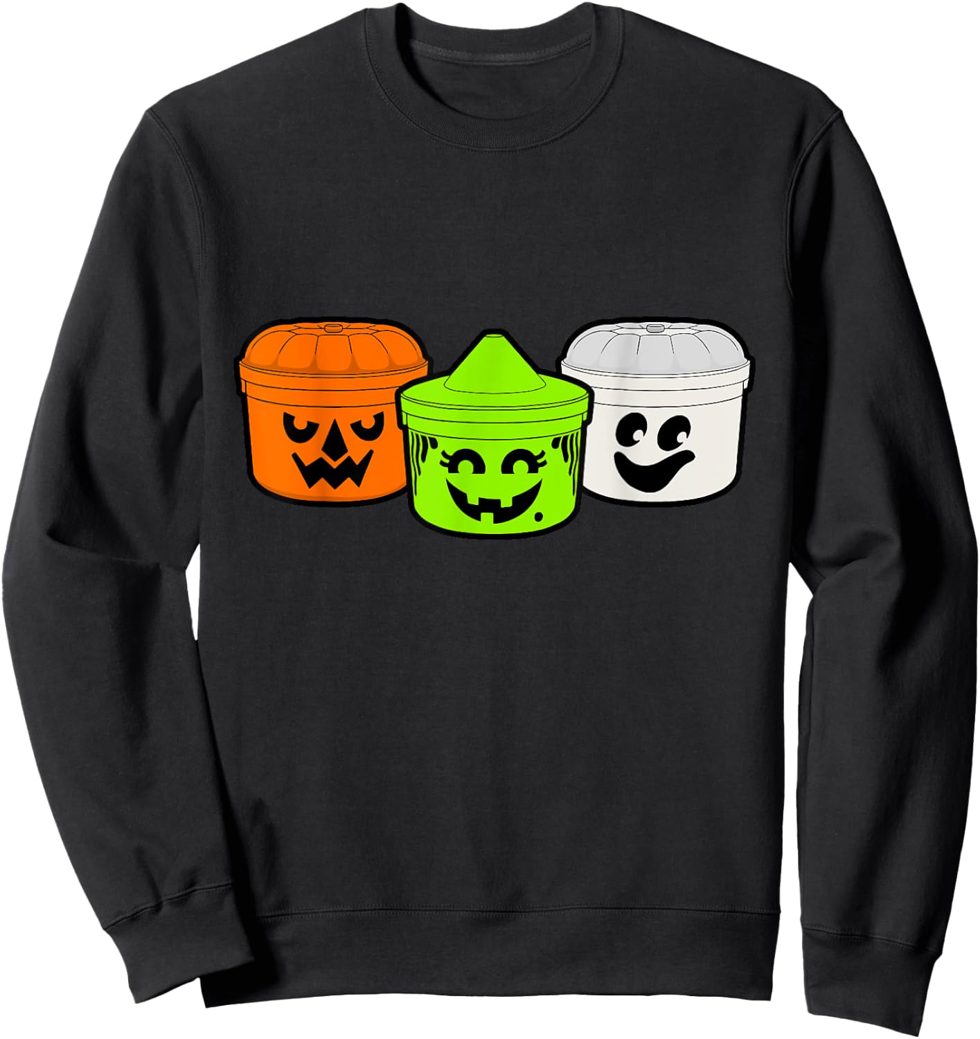 Boo Buckets Halloween Pumpkin Witch And Ghost Sweatshirt - Sweatshirt | Black