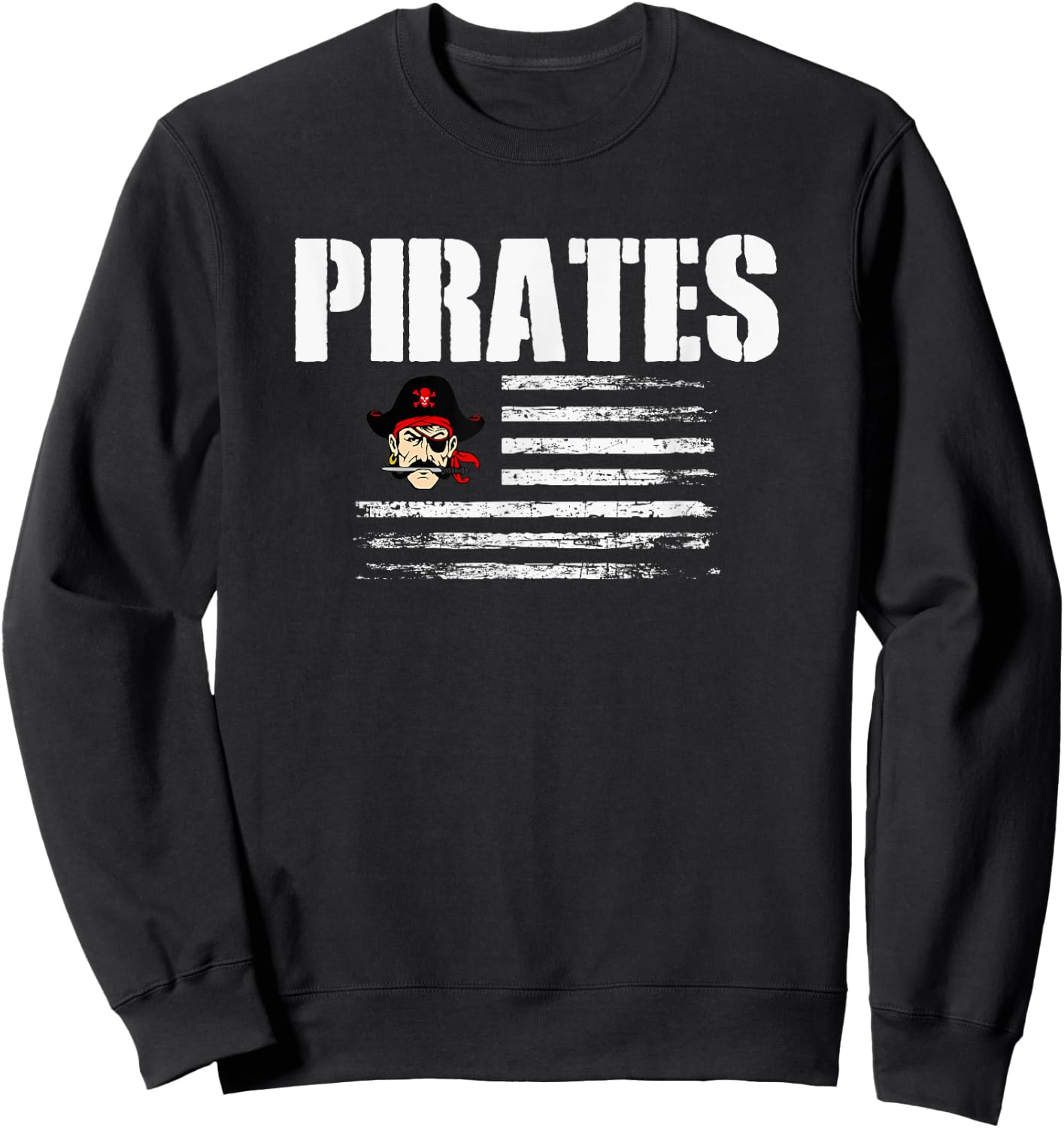 Belfry Pirates Logo USA Flag Pride HS Sweatshirt - Sweatshirt | Black