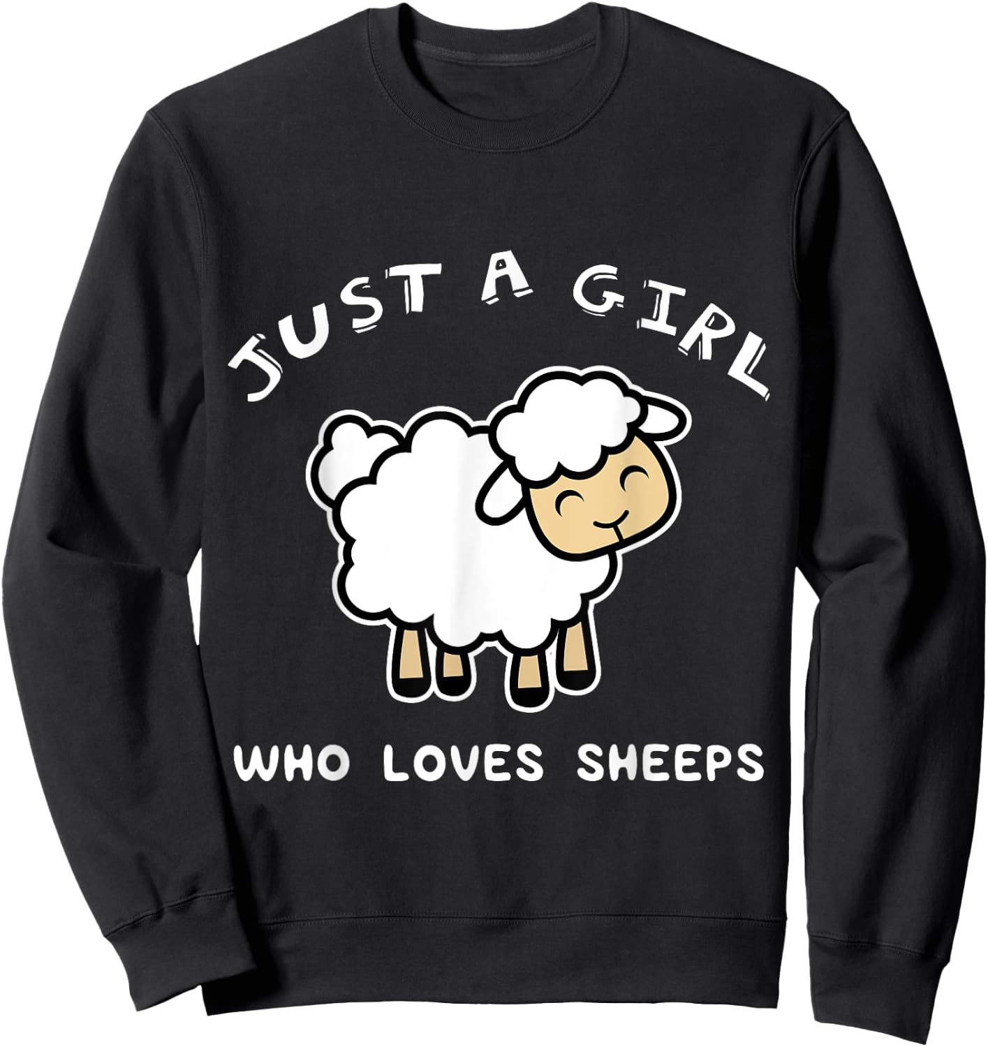 Just A Girl Who Loves Sheep Shirt, Sheep , Farm Shirt Sweatshirt - Sweatshirt | Black