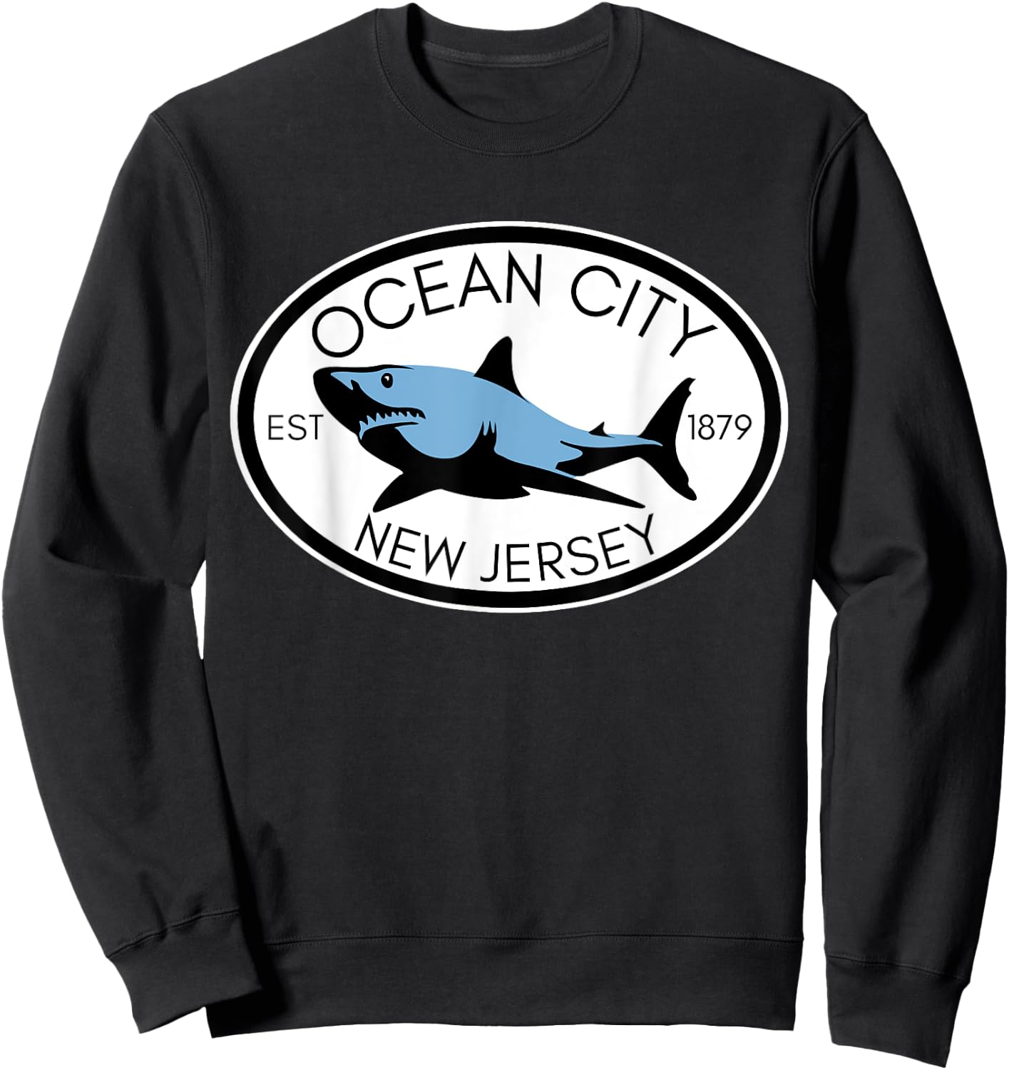 Ocean City New Jersey Fishing Shark Fish Beach Boating NJ Men Women Girls Kids Sweatshirt - Sweatshirt | Black