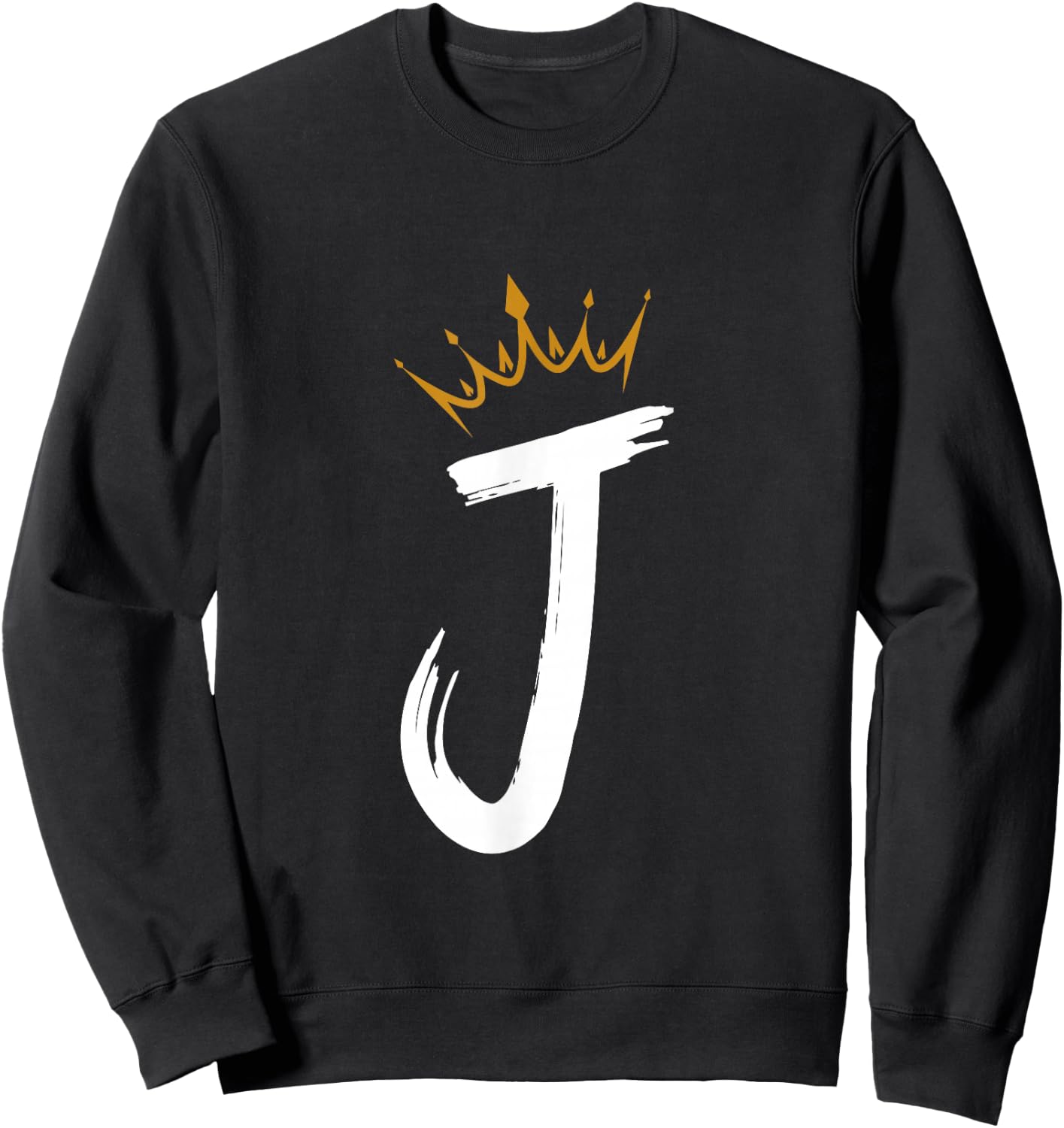 Queen King Letter J - Favorite Letter With Crown Alphabet Sweatshirt - Sweatshirt | Black