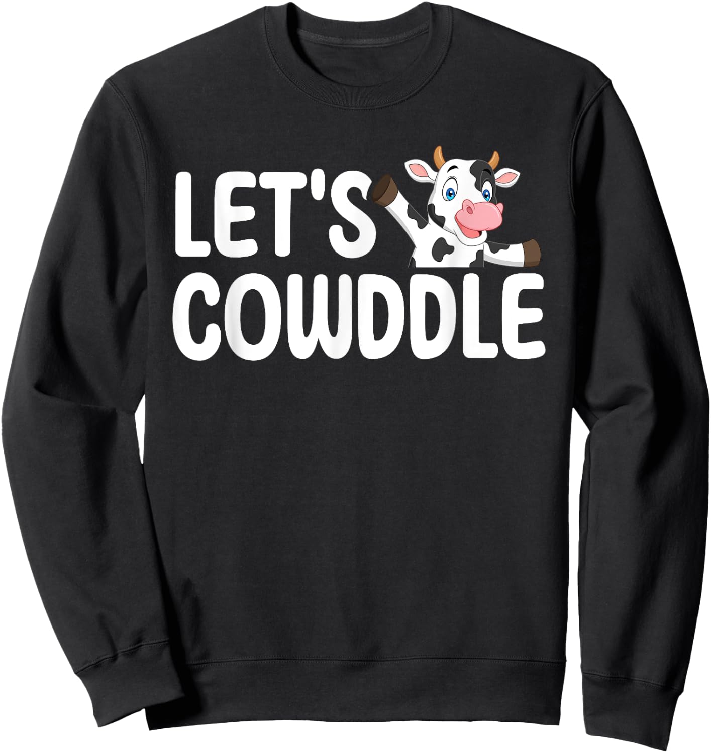 Lets Cowddle Cow Sleeping Cow Cuddle Pajama Sweatshirt - Sweatshirt | Black