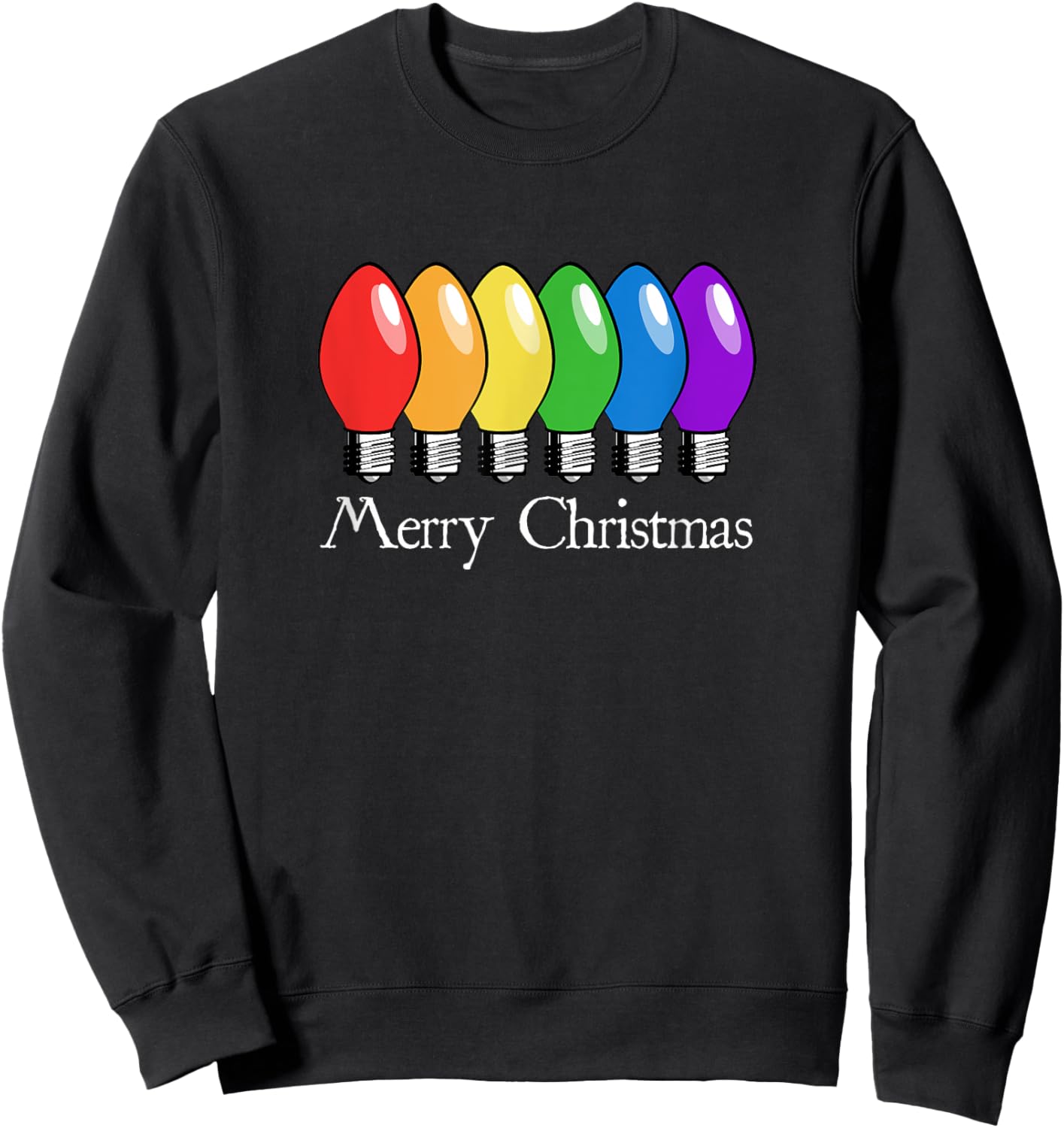 Retro Christmas Lights Rainbow Sweatshirt - Sweatshirt | Black