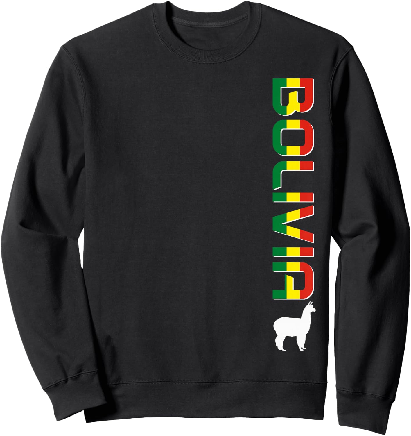 Bolivia Llama Alpaca Bolivian Flag Souvenir Vintage Sweatshirt - Sweatshirt | Black