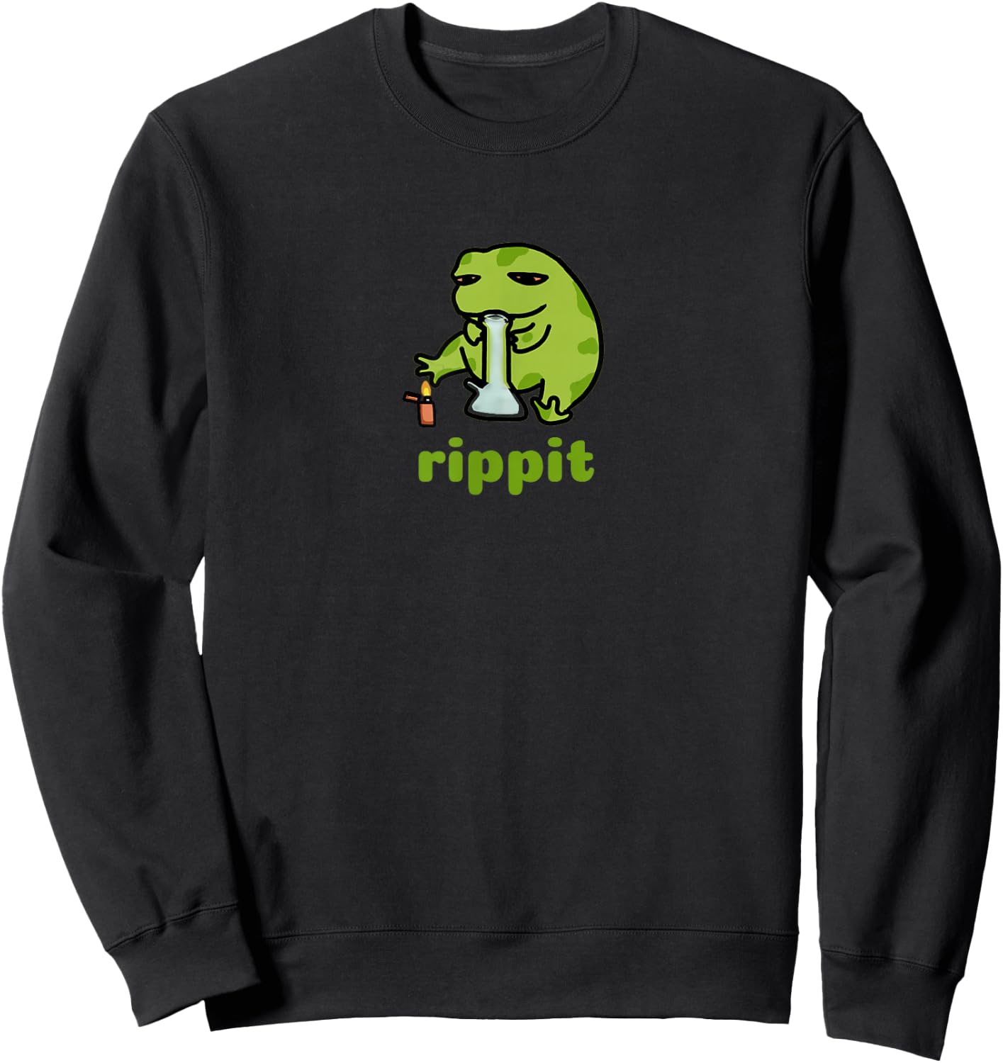 Rippit Stoner Frog | Weed, Marijuana Smoker, Cannabis 420 Sweatshirt - Sweatshirt | Black