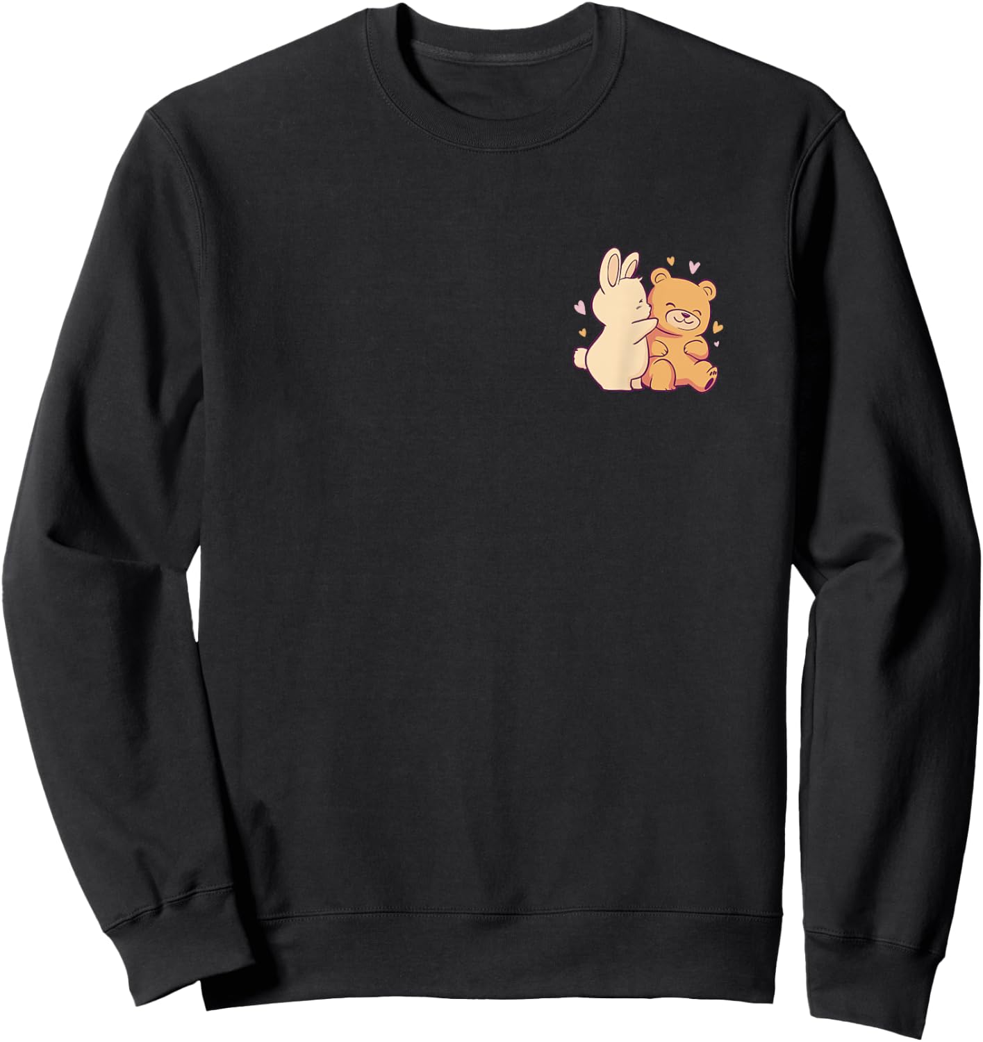 Cute Bear Rabbit Couple Sweatshirt - Sweatshirt | Black