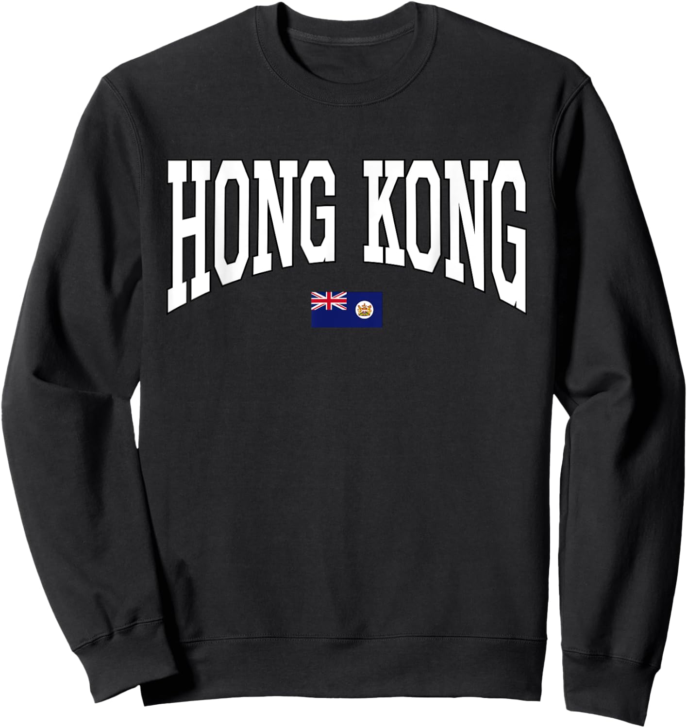 Classic British Hong Kong Flag Hongkonger Vintage Campus Sweatshirt - Sweatshirt | Black
