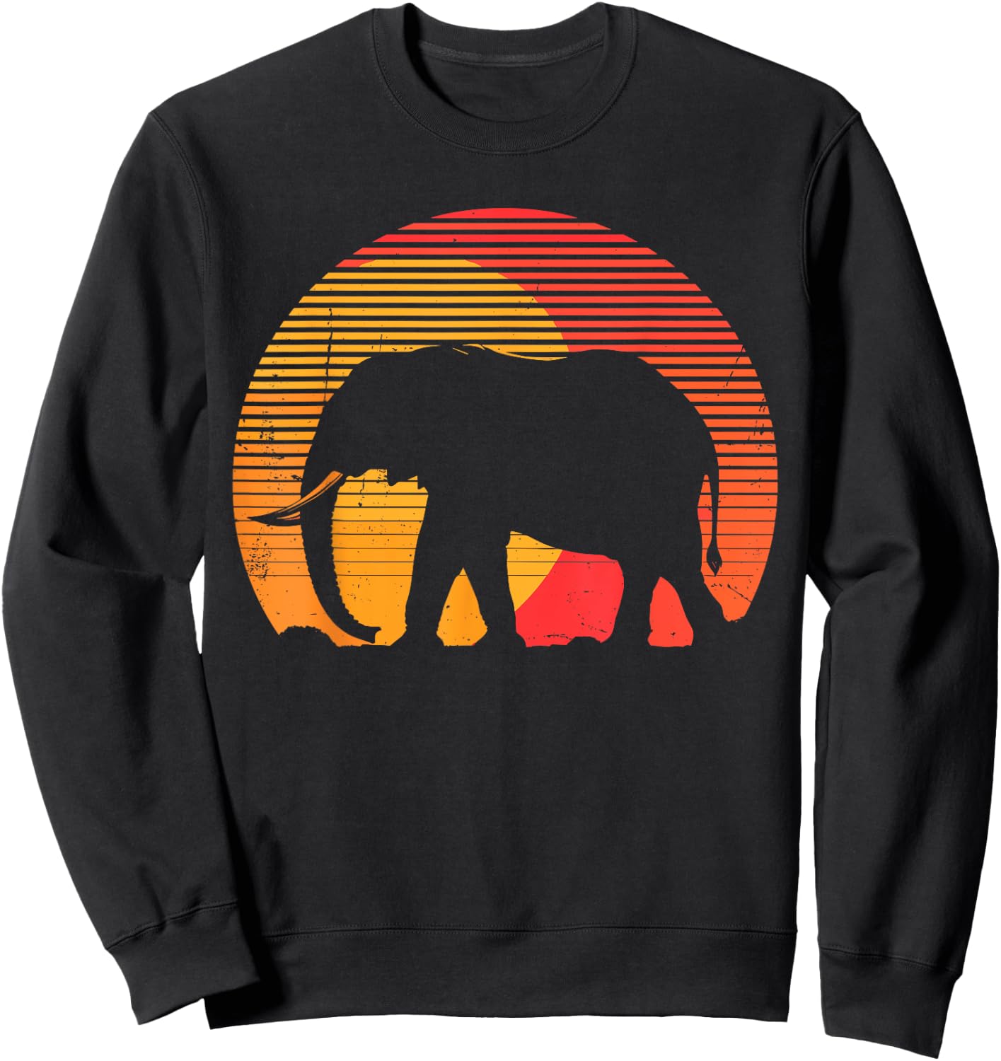 Retro Vintage Elephant 70s 80s Elephant Wild Animals Lover Sweatshirt - Sweatshirt | Black