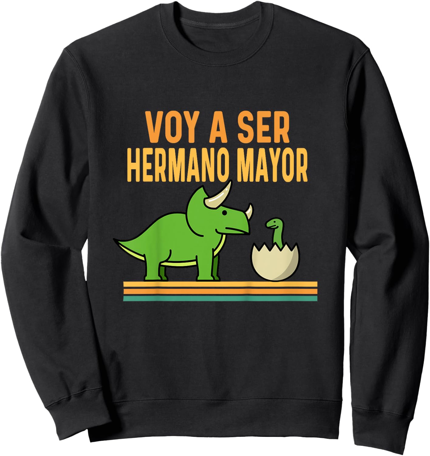 Children's Voy A Ser Hermano Mayor Baby Triceratops Dinosaur , black Sweatshirt - Sweatshirt | Black