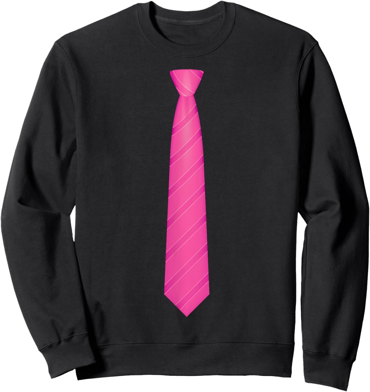 Pink Striped Tie, Necktie Funny Dress Graphic Sweatshirt - Sweatshirt | Black