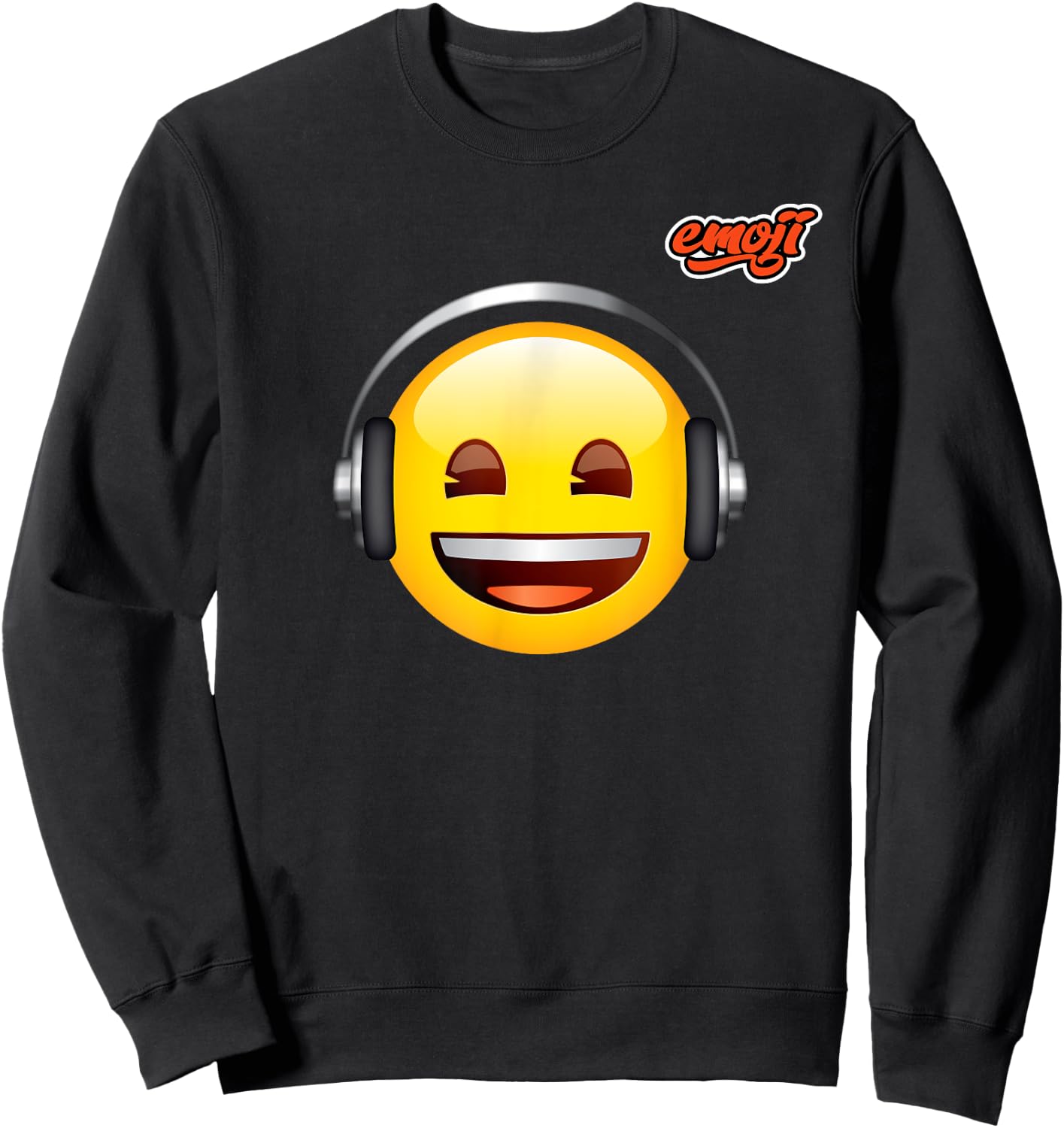 casques musique visage heureux Brillant Sweatshirt - Sweatshirt | Black