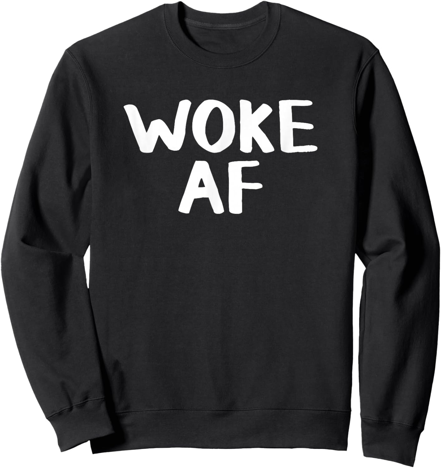 Woke AF -Adults Black Modern Classic Fit Short Sleeve Sweatshirt - Sweatshirt | Black