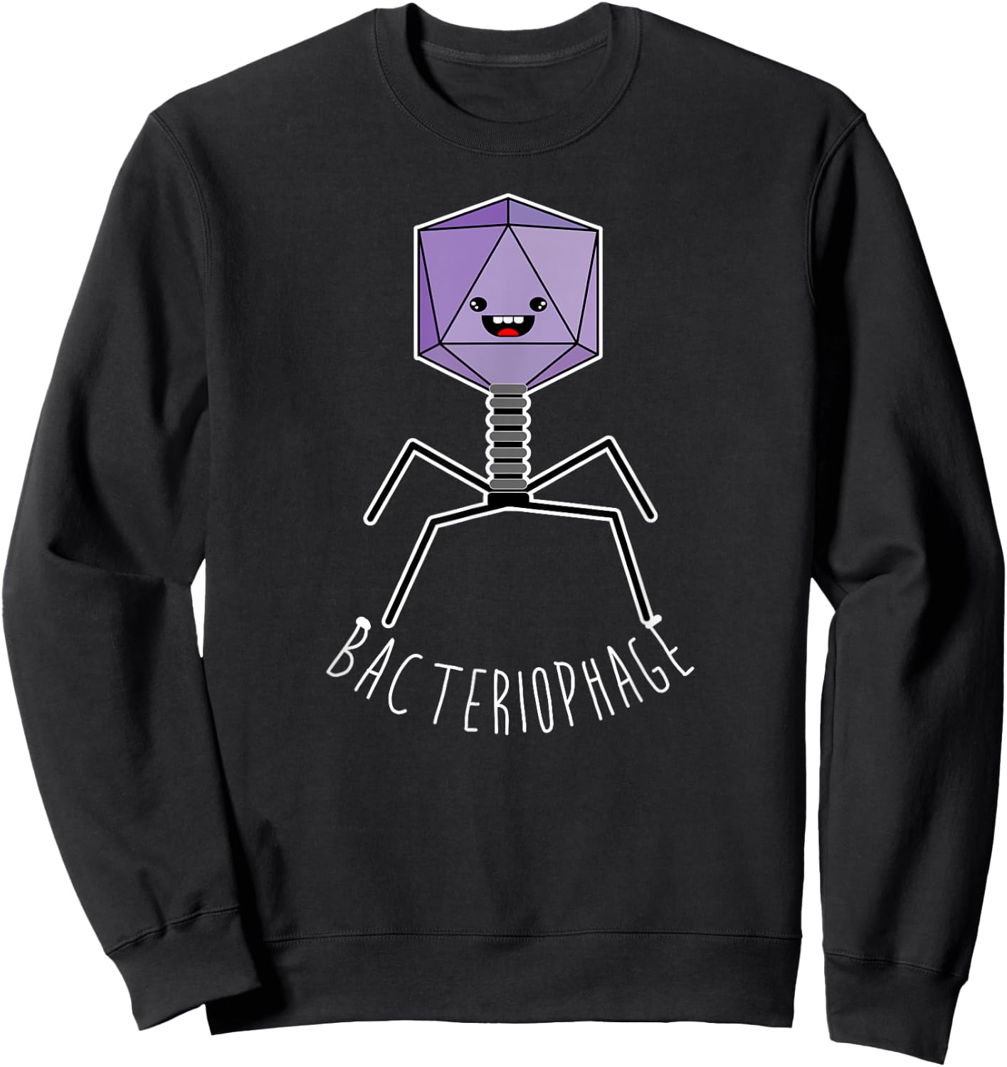 Cute Anime Bacteriophage Microorganism Microbiology Sweatshirt - Sweatshirt | Black