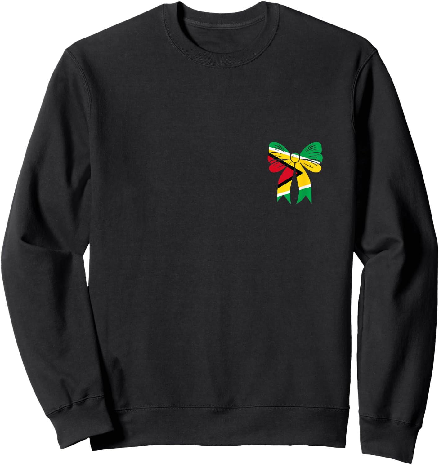 Guyanese Flag Coquette Bow Guyana Pride Dainty Ribbon Girls Sweatshirt - Sweatshirt | Black