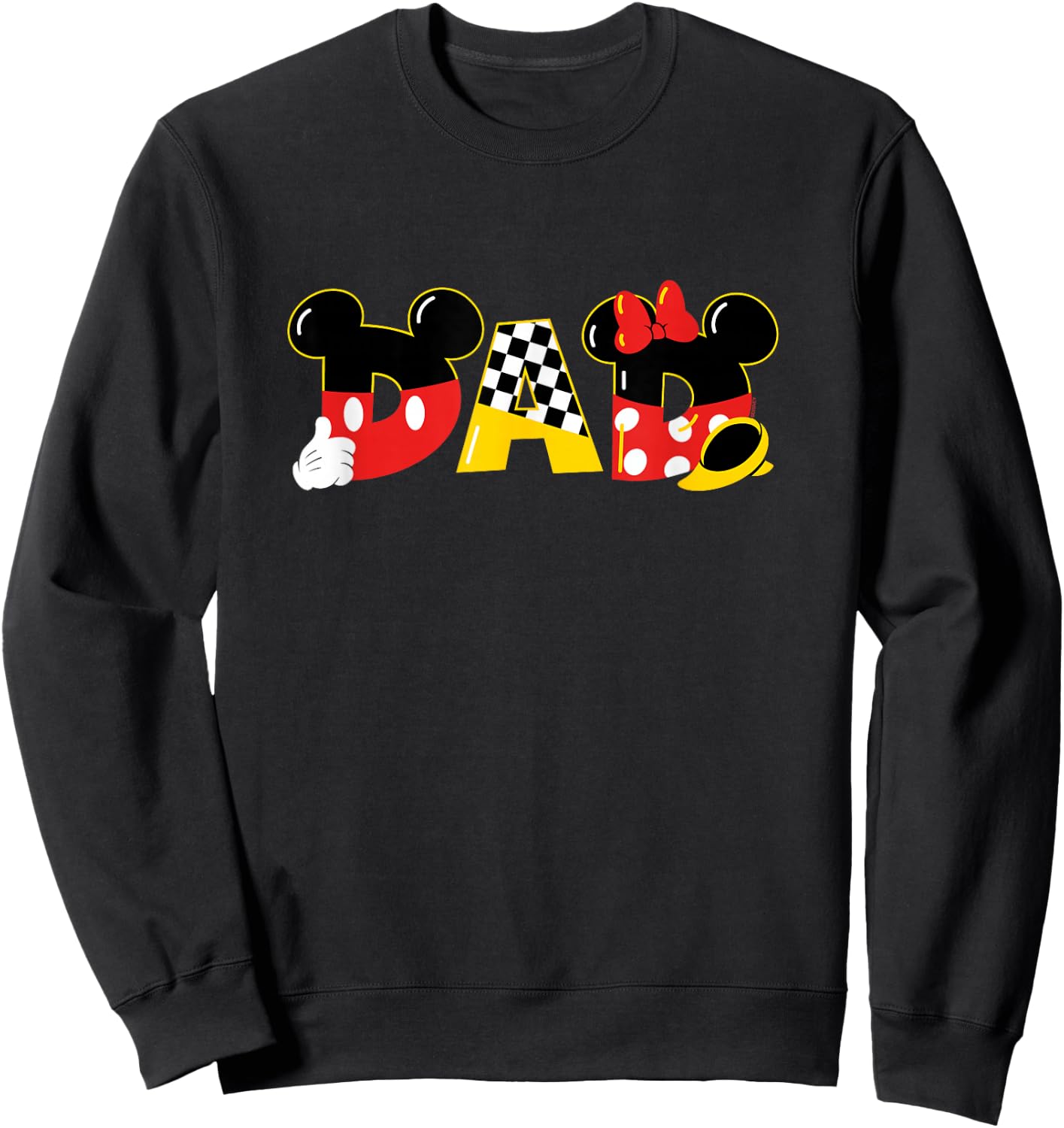 Disney Mickey Mouse & Minnie Mouse Dad Father's Day Birthday , Black, S Sweatshirt - Sweatshirt | Black