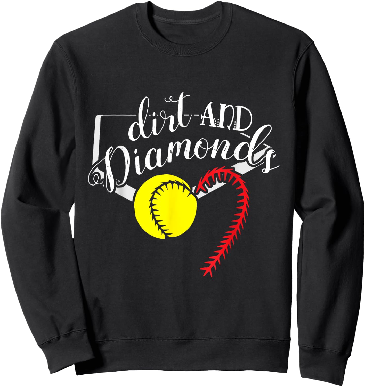 Softball Player Gift Dirt Diamonds Softball Sweatshirt - Sweatshirt | Black